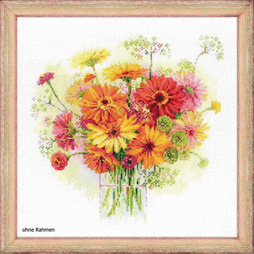 Riolis Kreativset Riolis Stickbildset Kreuzstich "Gerbera", Zählmuster, (embroidery kit by Marussia)