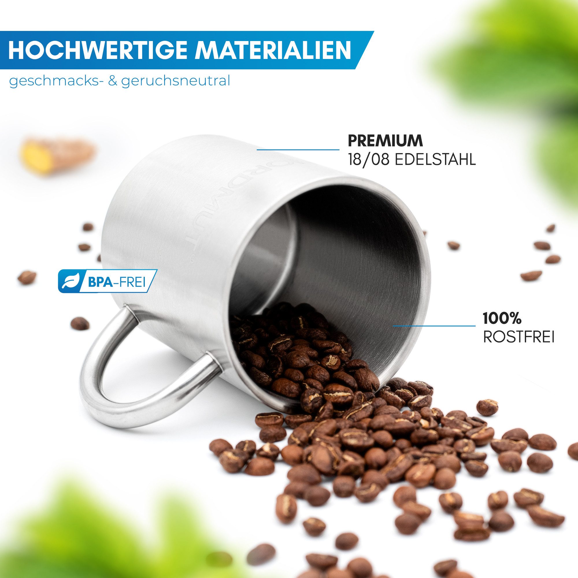 Nordmut Thermobecher NORDMUT® Edelstahl Thermobecher [2er Set], doppelwandig isoliert, rostfreier Edelstahl