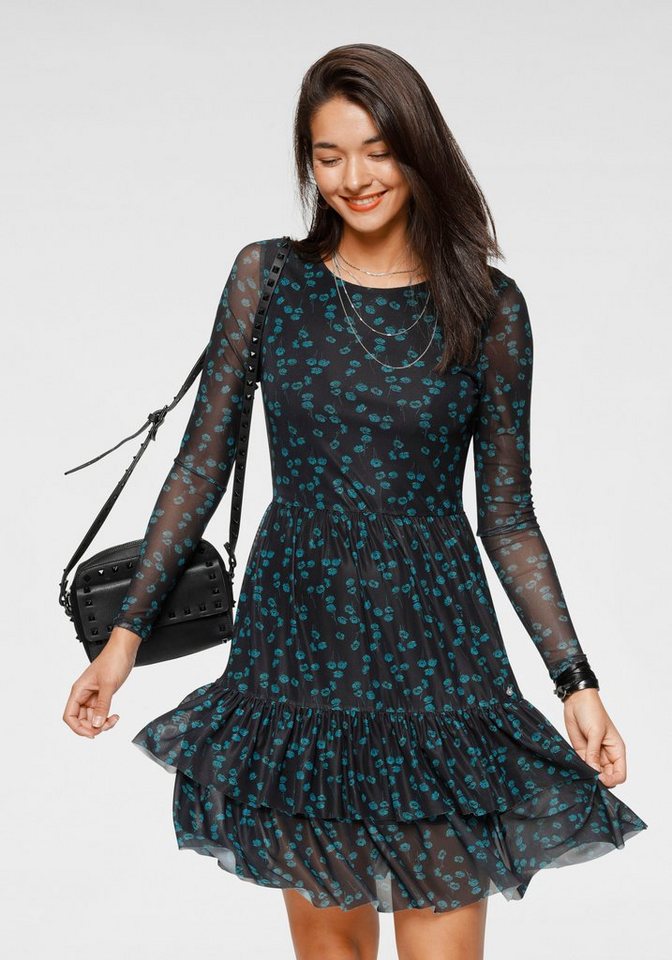 AJC Volantkleid mit transparenten Effekten in schwarz