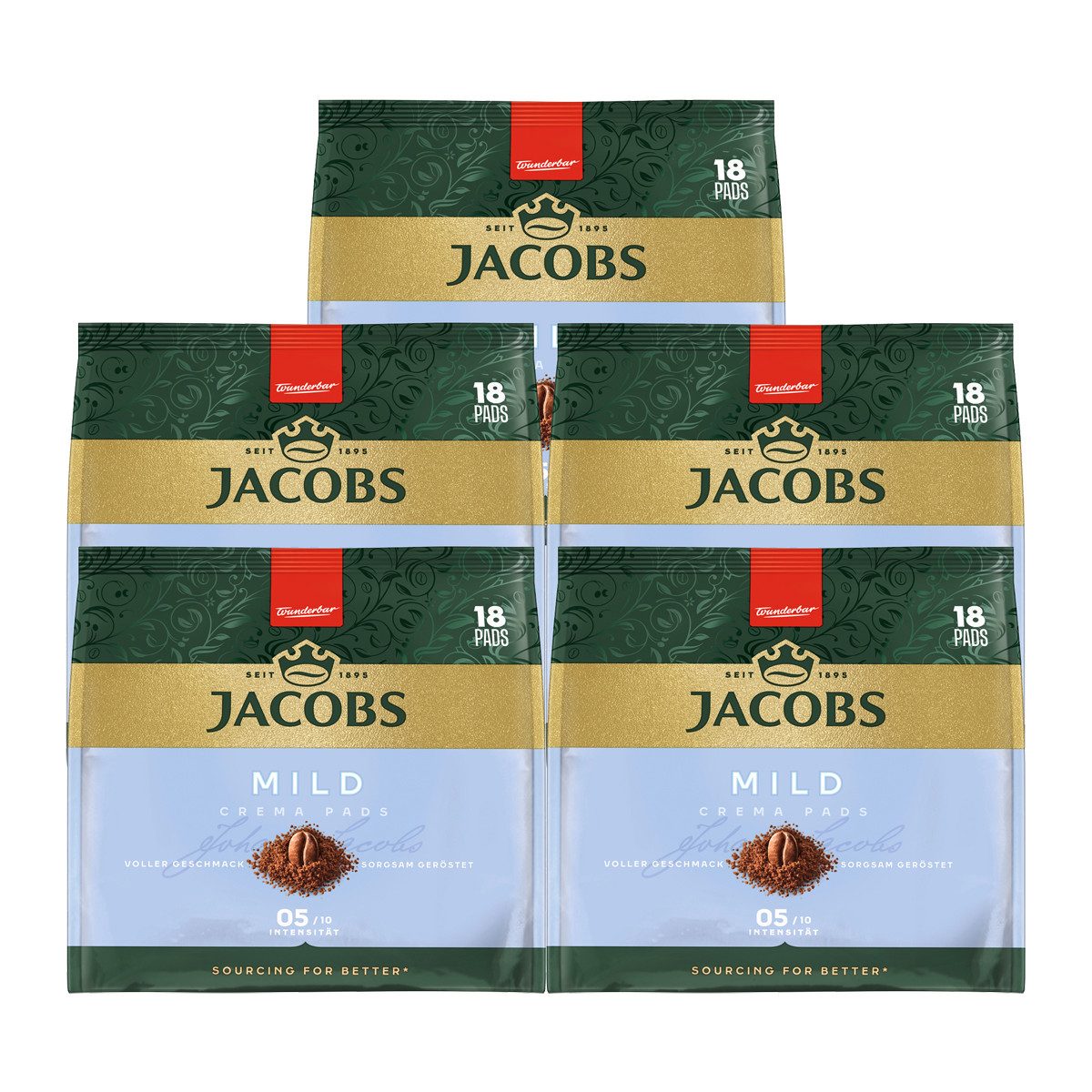 JACOBS Kaffee, Jacobs Krönung Pads Mild, 5er Pack (5 x 105 g)
