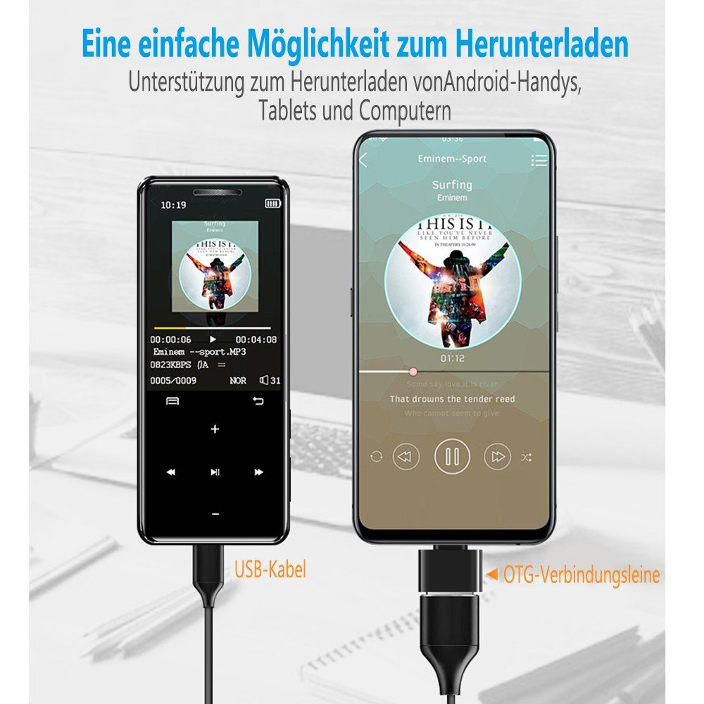 Player Player MP3-Player Tragbarer MP3 Touchscreen GelldG 1,8″ 16 GB MP3