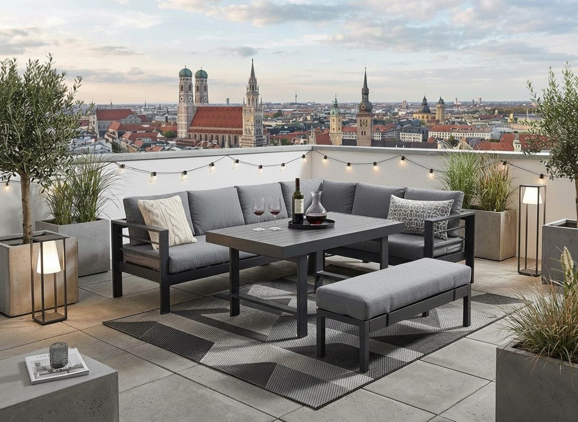 MeXo Gartenlounge-Set XXL Gartenmöbel Set Aluminium für 6-8 Personen, (Eckl günstig online kaufen