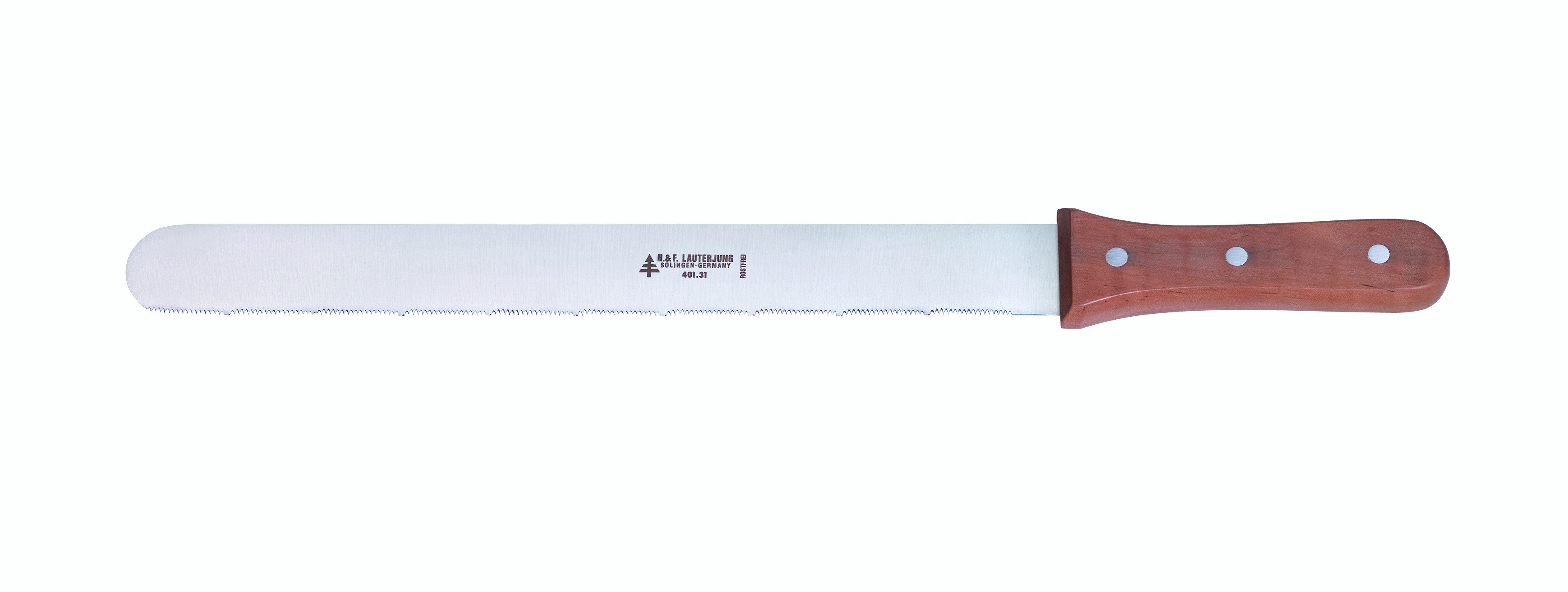 Lauterjung Universalküchenmesser Bäckermesser Konditormesser feine Säge Griff aus Pflaumenholz