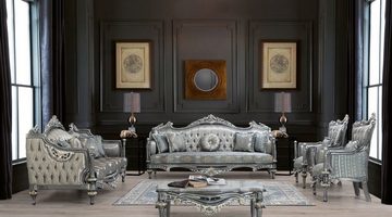 Casa Padrino Couchtisch Luxus Barock Couchtisch Silber / Gold 115 x 115 x H. 53 cm - Prunkvoller Massivholz Wohnzimmertisch mit edlen Verzierungen - Barock Möbel
