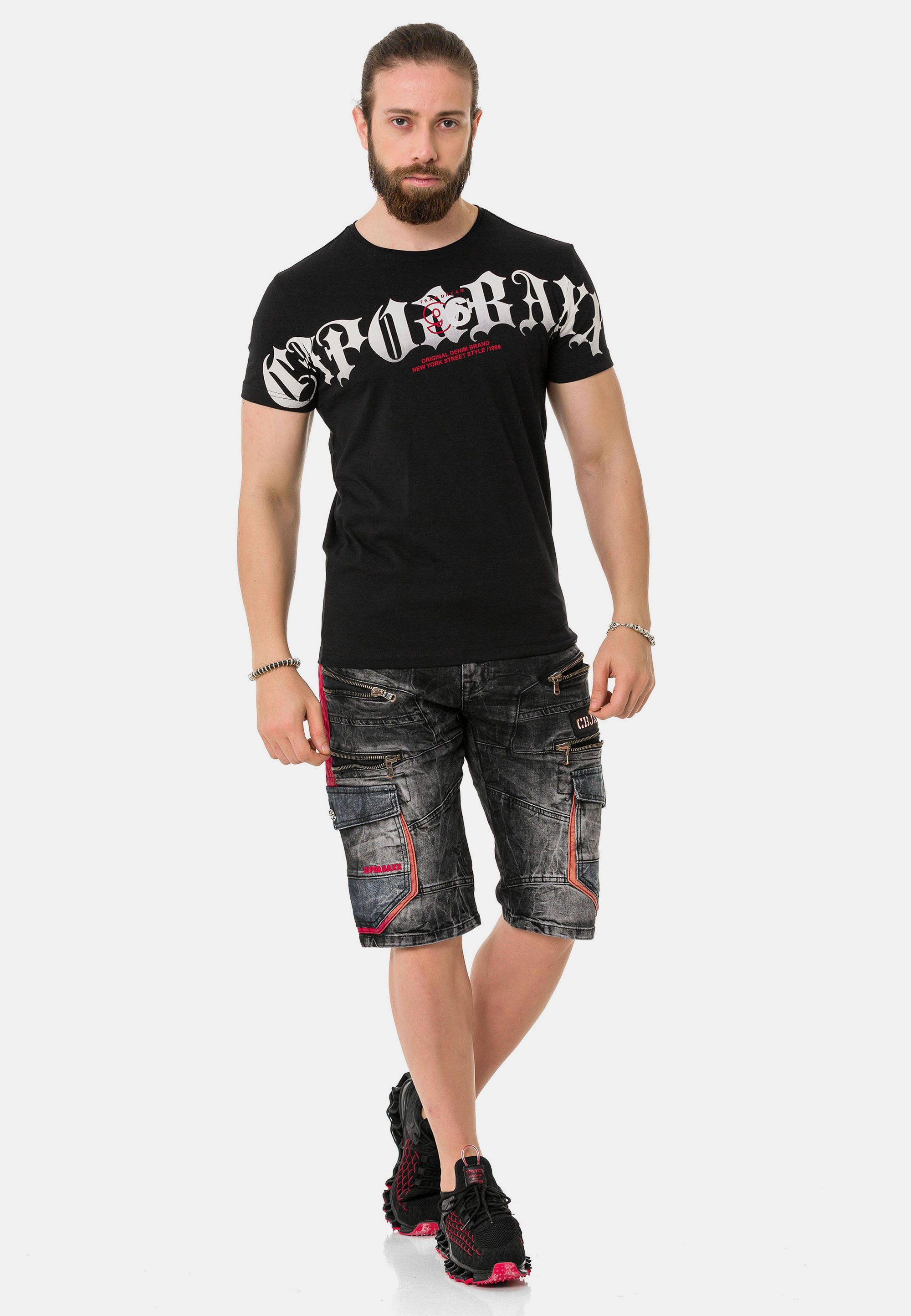 Cipo coolem schwarz mit & Markenprint Baxx T-Shirt