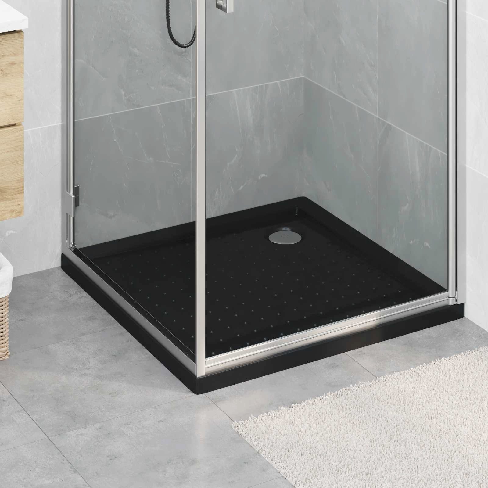 vidaXL Duschwanne Duschbodenablage mit Punkten 80 x 80 x 4 cm ABS Schwarz, Quadratisch, 1-St.