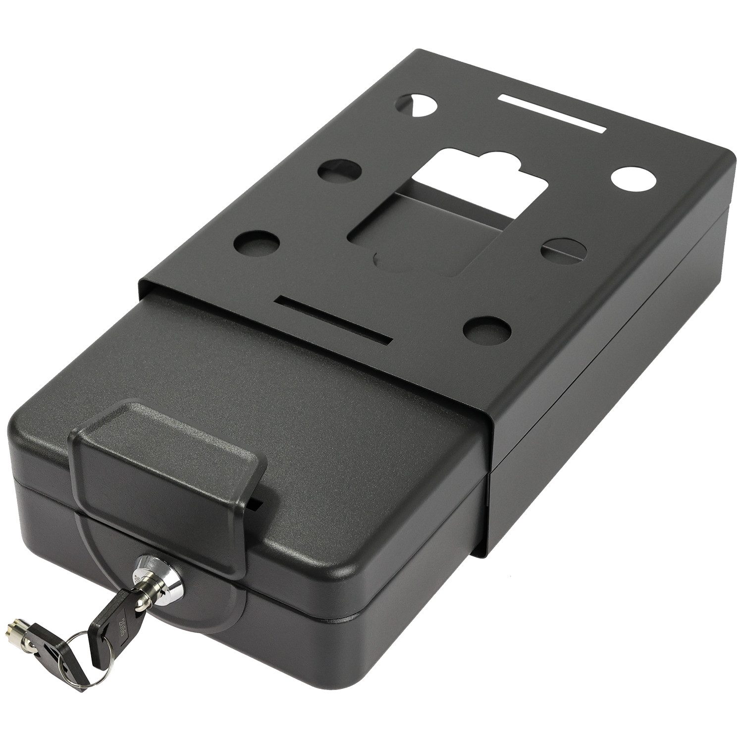 HMF Geldkassette hochwertiger und robuster Autosafe, abschließbare Box, anschraubbar, Ihr kleiner Begleiter, 20x15,5x7 cm, schwarz