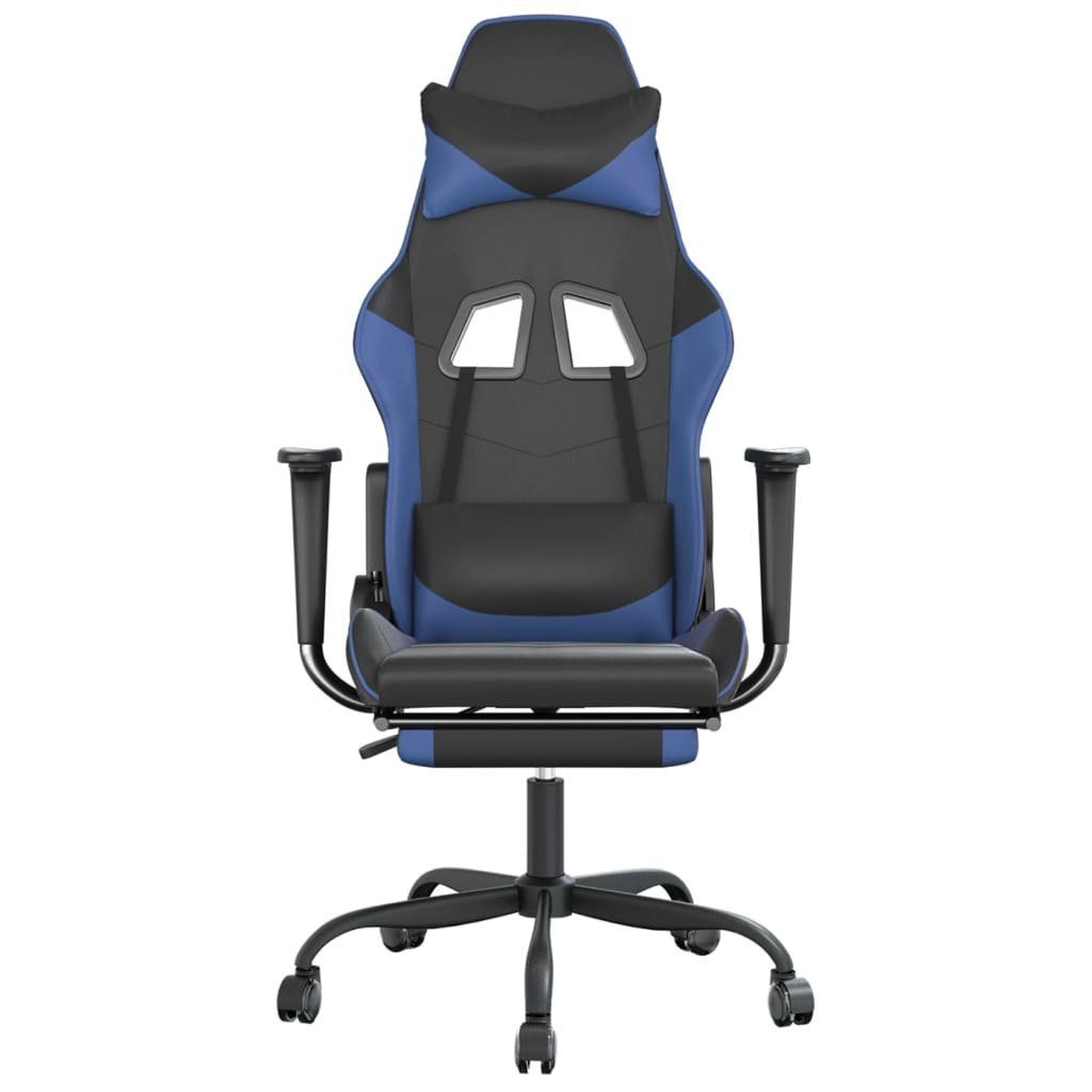 Gaming-Stuhl Fußstütze (1 Kunstleder und Schwarz mit Blau St) furnicato