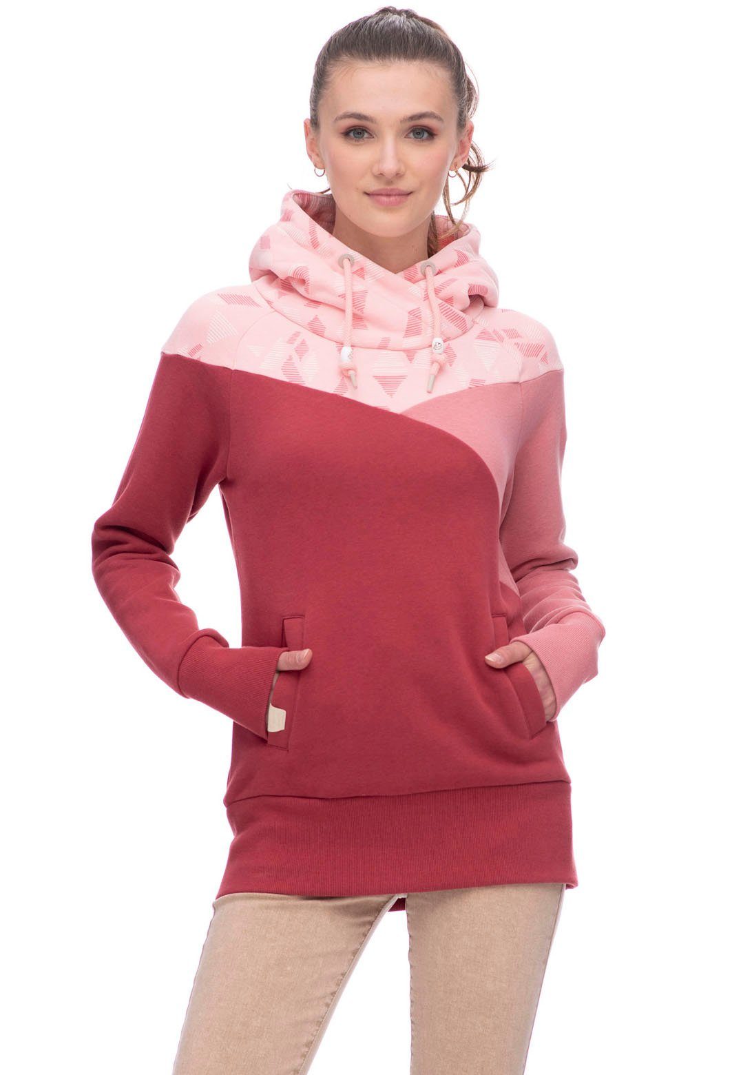 Kapuzensweatshirt Muster Colorblock Ragwear mit PINK OLD CHELLI