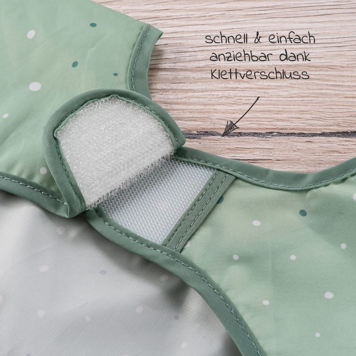 MiaMia Lätzchen Grün, Baby Ärmellätzchen 3er Pack mit Auffangschale & Klettverschluss