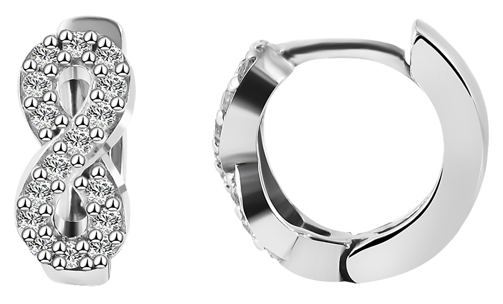 AKZENT Ohrring-Set Adira 925/- Echt Silber Klapp-Creolen "Adira" mit Zirkoniabesatz, (Paar), Damen Ohrring