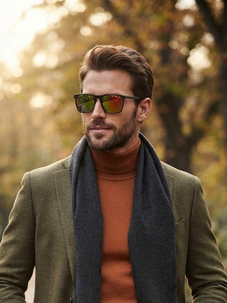 Man's World Sonnenbrille sportlich-modischer Stil, rechteckige Vollrandfassung, schwarz matt