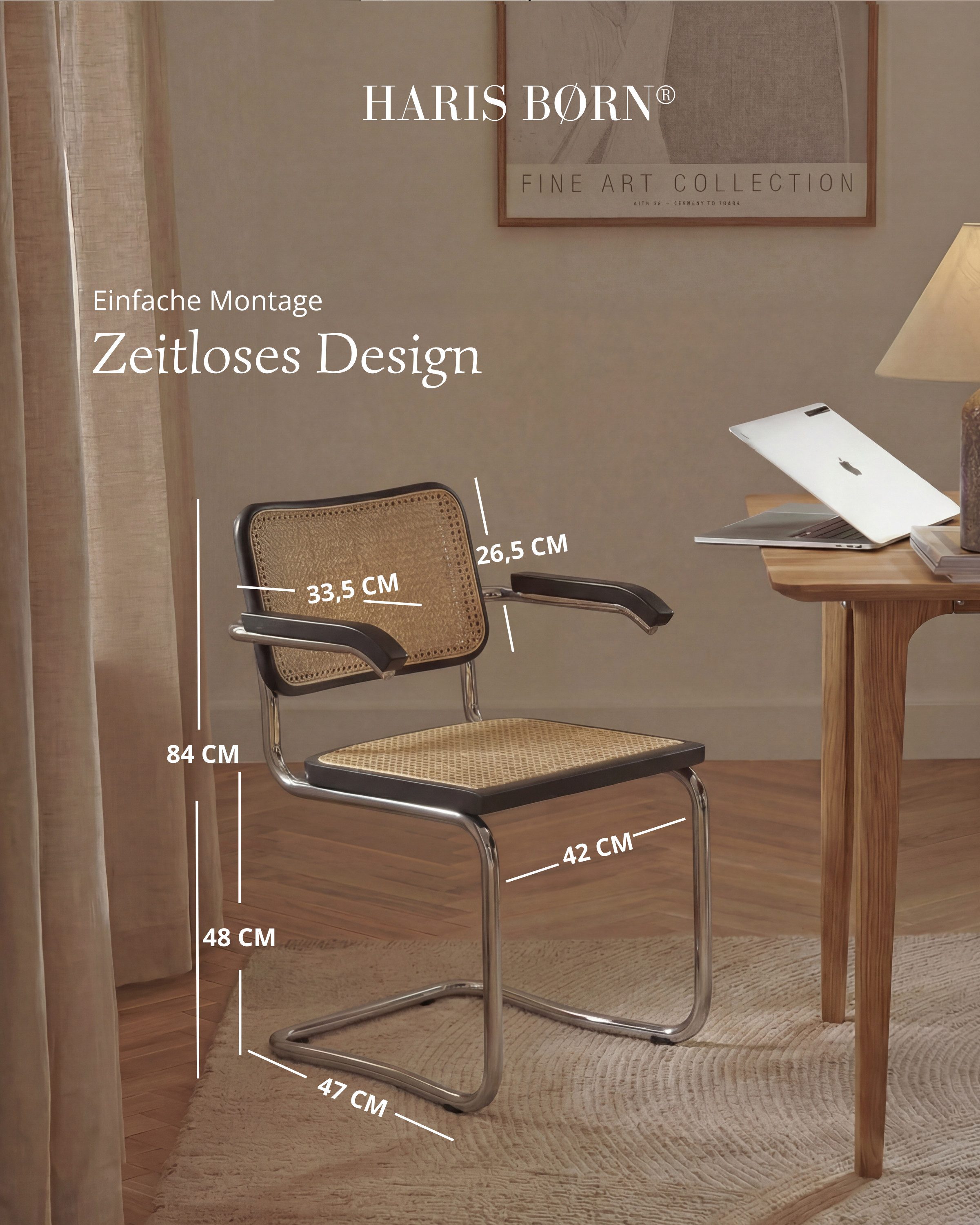 Haris Børn Freischwinger SKØR Design Freischwinger Wiener Geflecht - Handgefertigt in Italien (Set), Hochwertige Rattan Stühle - Freischwinger Stühle in Rattan Stuhl Optik