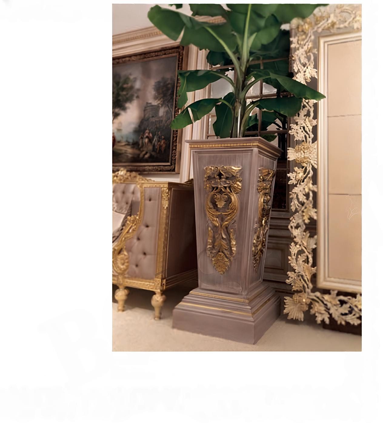 JVmoebel Dekovase Eleganter Blumenständer aus massivem Holz im Barock-Rokoko-Stil (1 St., Vase), Made in Europa
