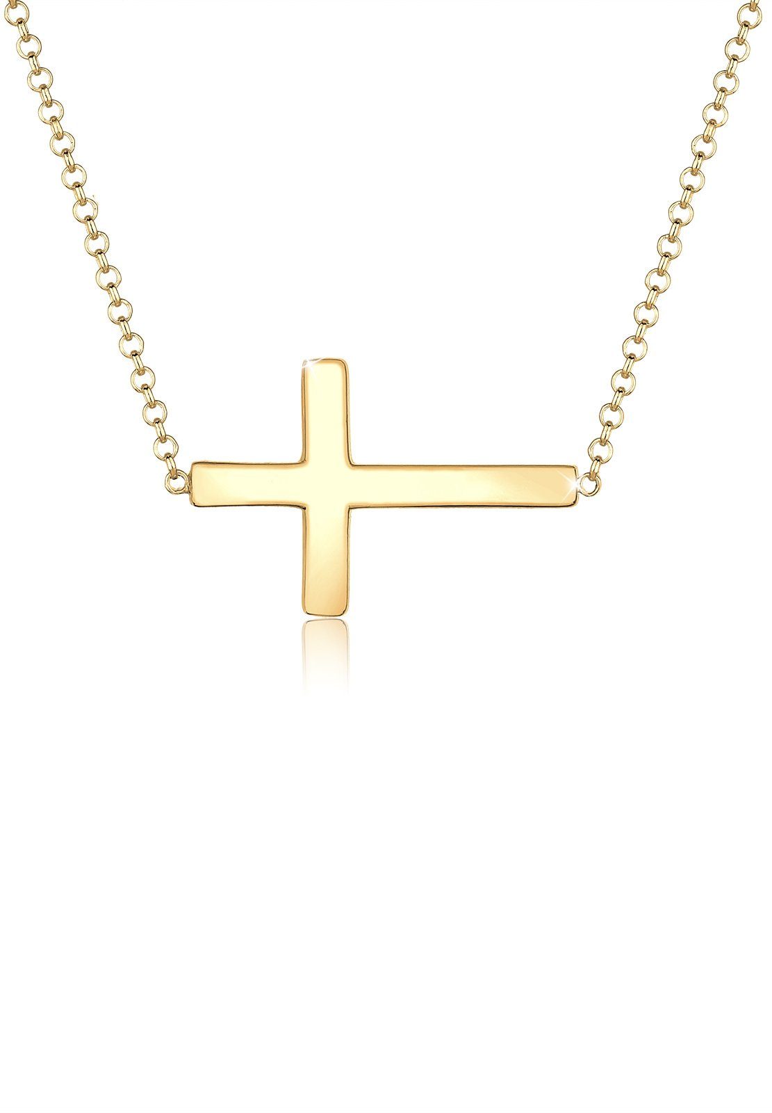 Elli Kette mit Anhänger Kreuz Faith 925 Sterling Silber Kommunion