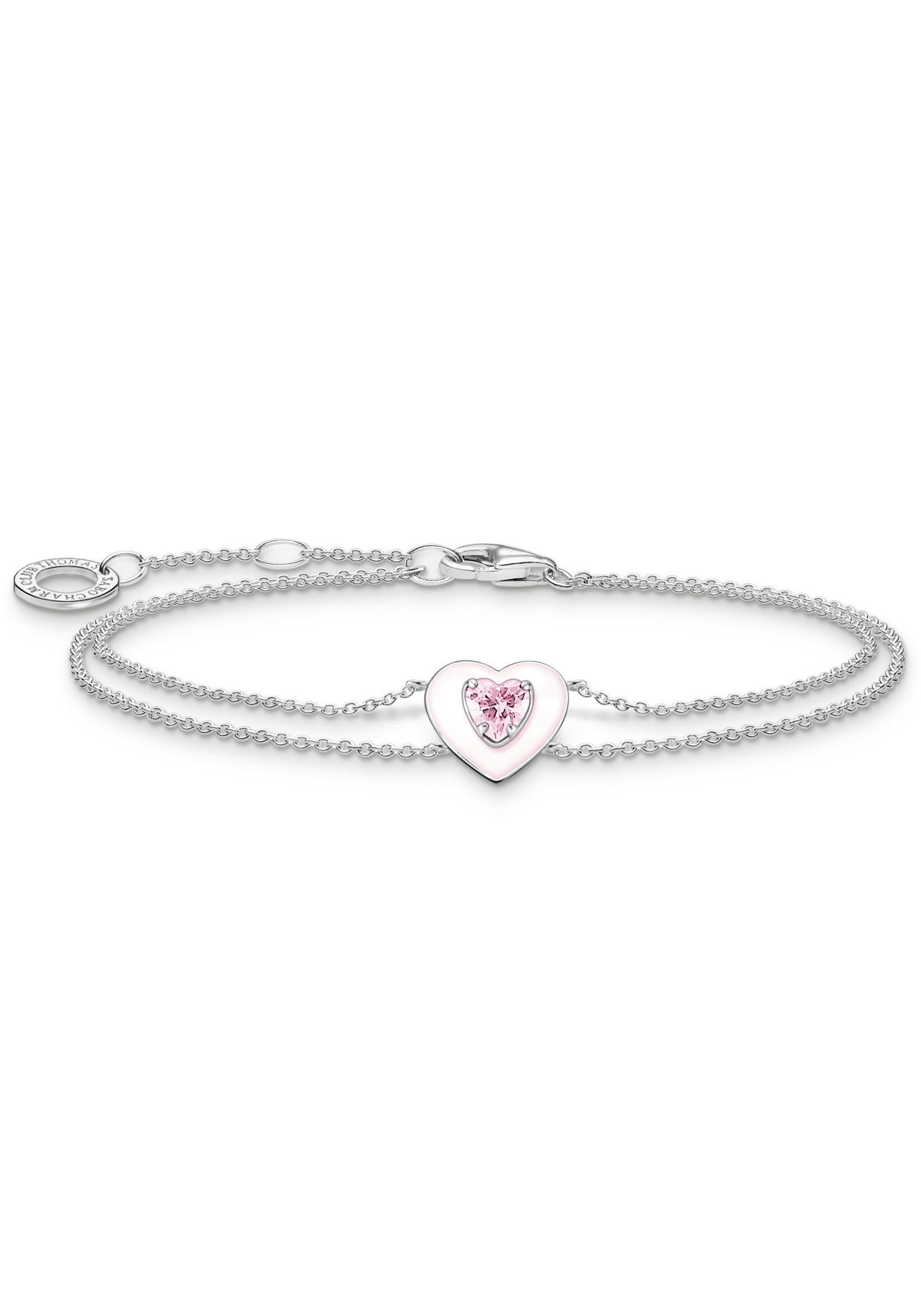 THOMAS SABO Armband Herz mit pinkem Stein, mit Zirkonia (synth) und Emaille