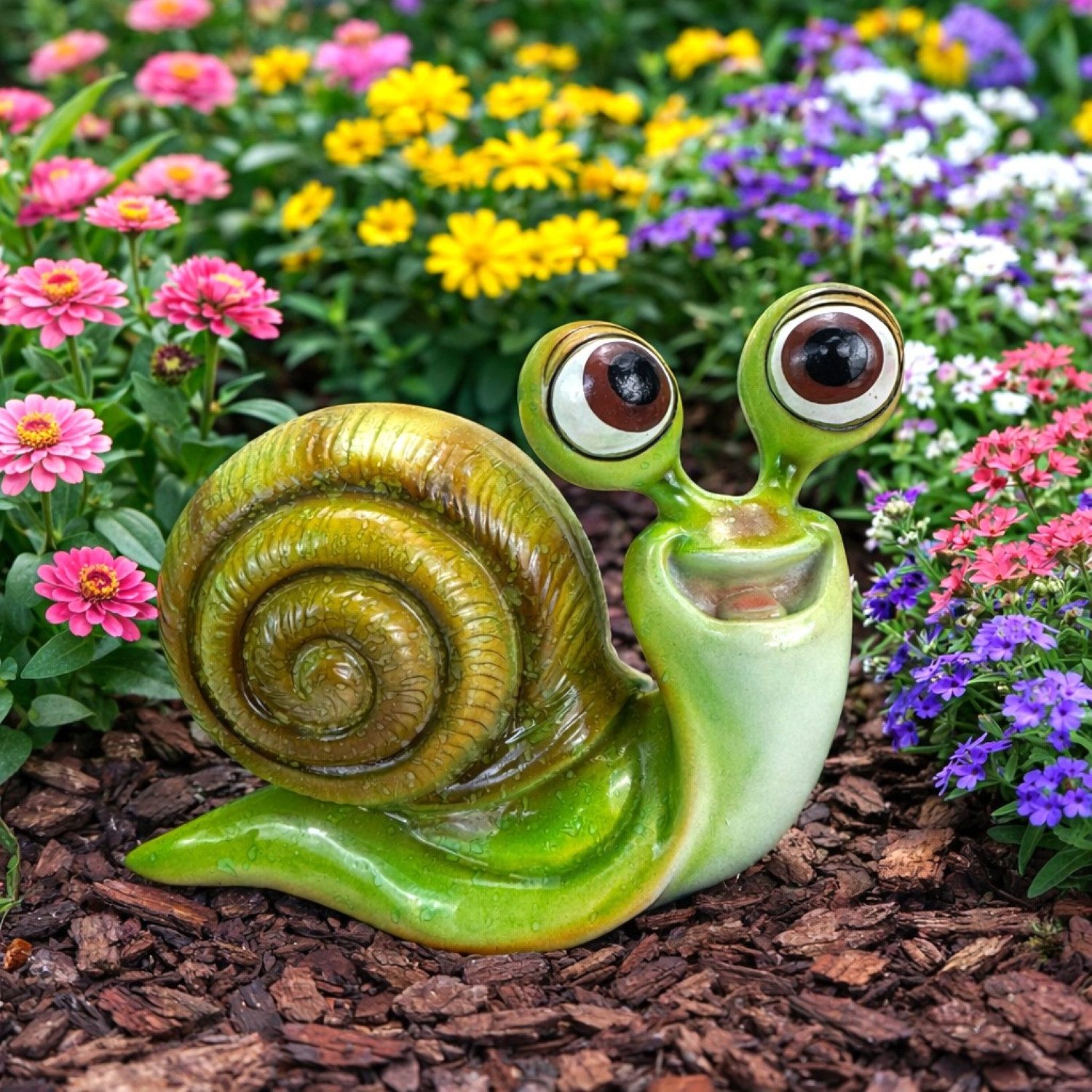 Online-Fuchs Gartenfigur süße Schnecke für außen - Deko Figuren Garten, Terrasse, Balkon, (mit Schneckenhäuschen), aus langlebigem Kunstharz gefertigt, wetterfest - 15 oder 26 cm groß