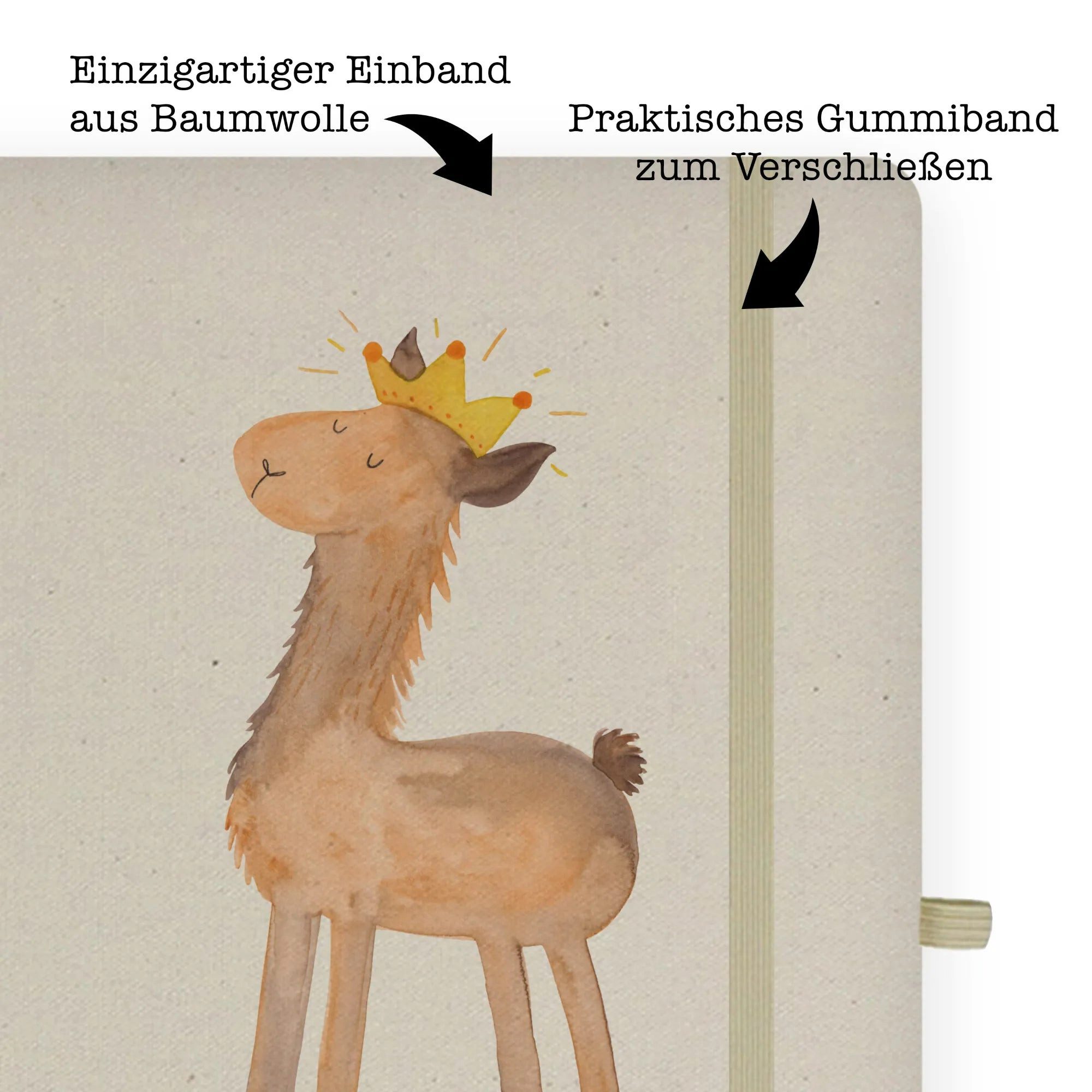 Thumbnail - Mr. & Mrs. Panda Notizbuch Lama König - Transparent - Geschenk, Alpaka, Umweltfreundliches Notiz Mr. & Mrs. Panda, Langl...