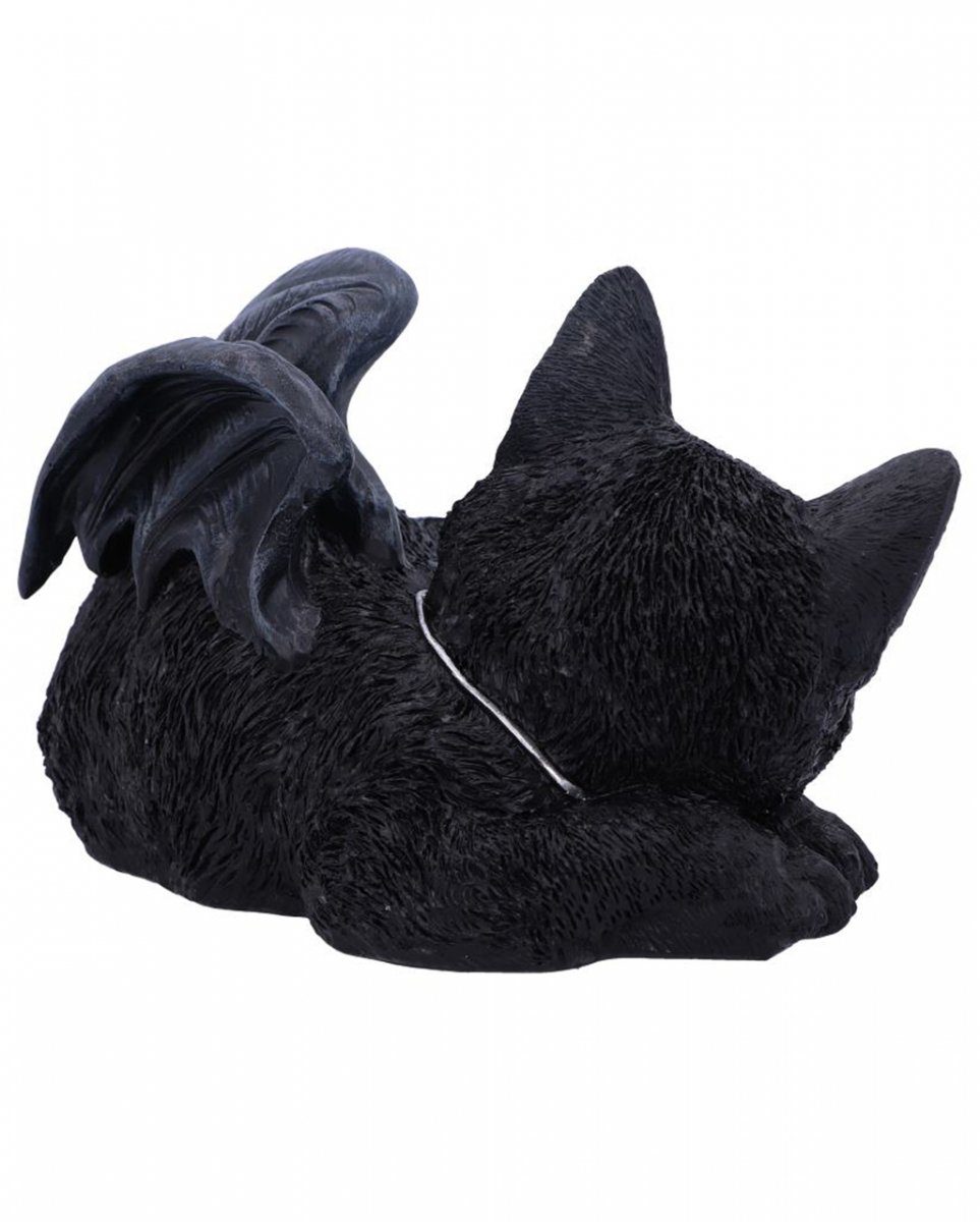 Horror-Shop Dekofigur Schlafende schwarze Katze mit al Vampirflügel 18cm