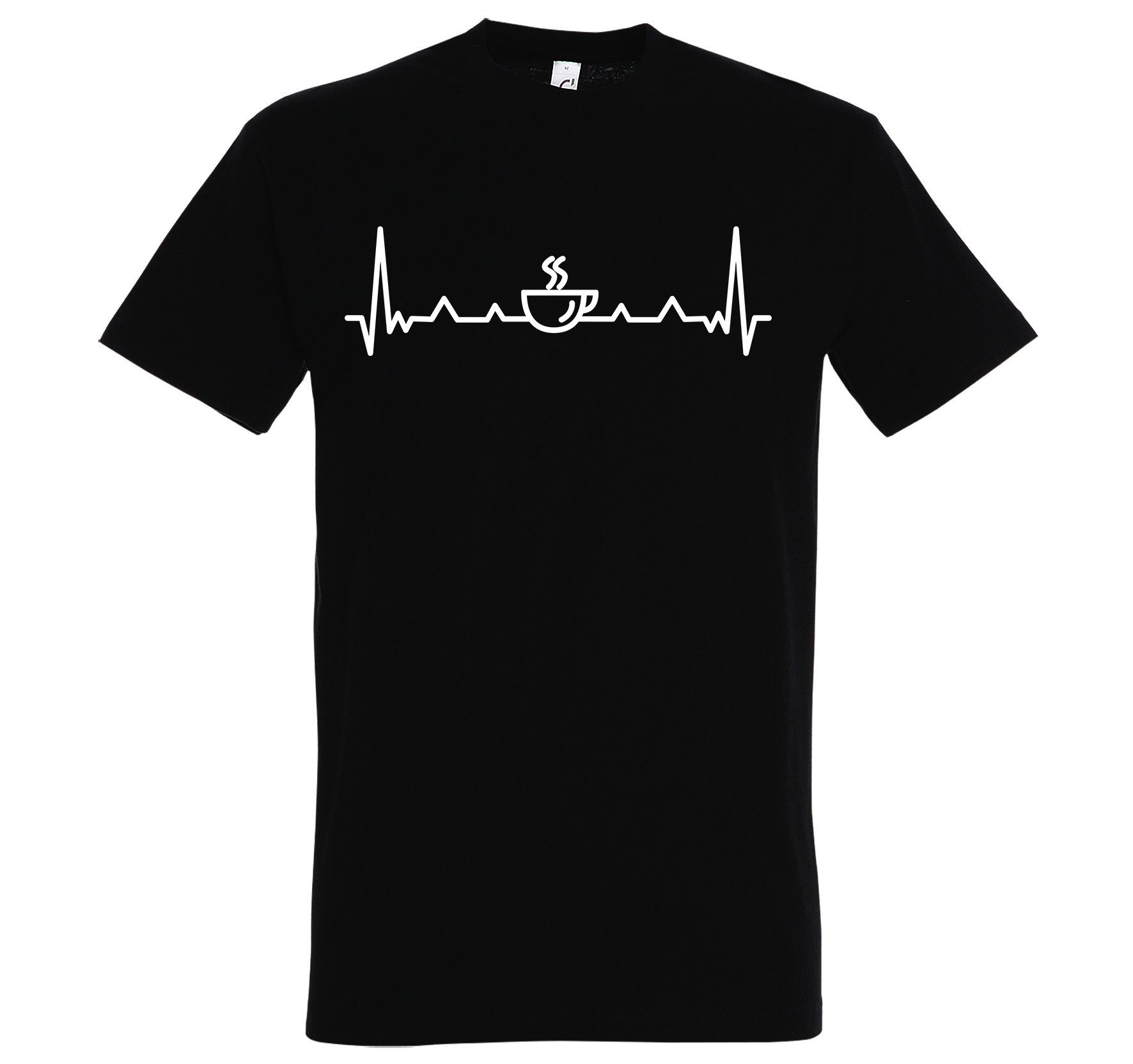 Youth Designz Print-Shirt Herren T-Shirt Heartbeat Kaffee mit lustigem Logo Aufdruck Schwarz