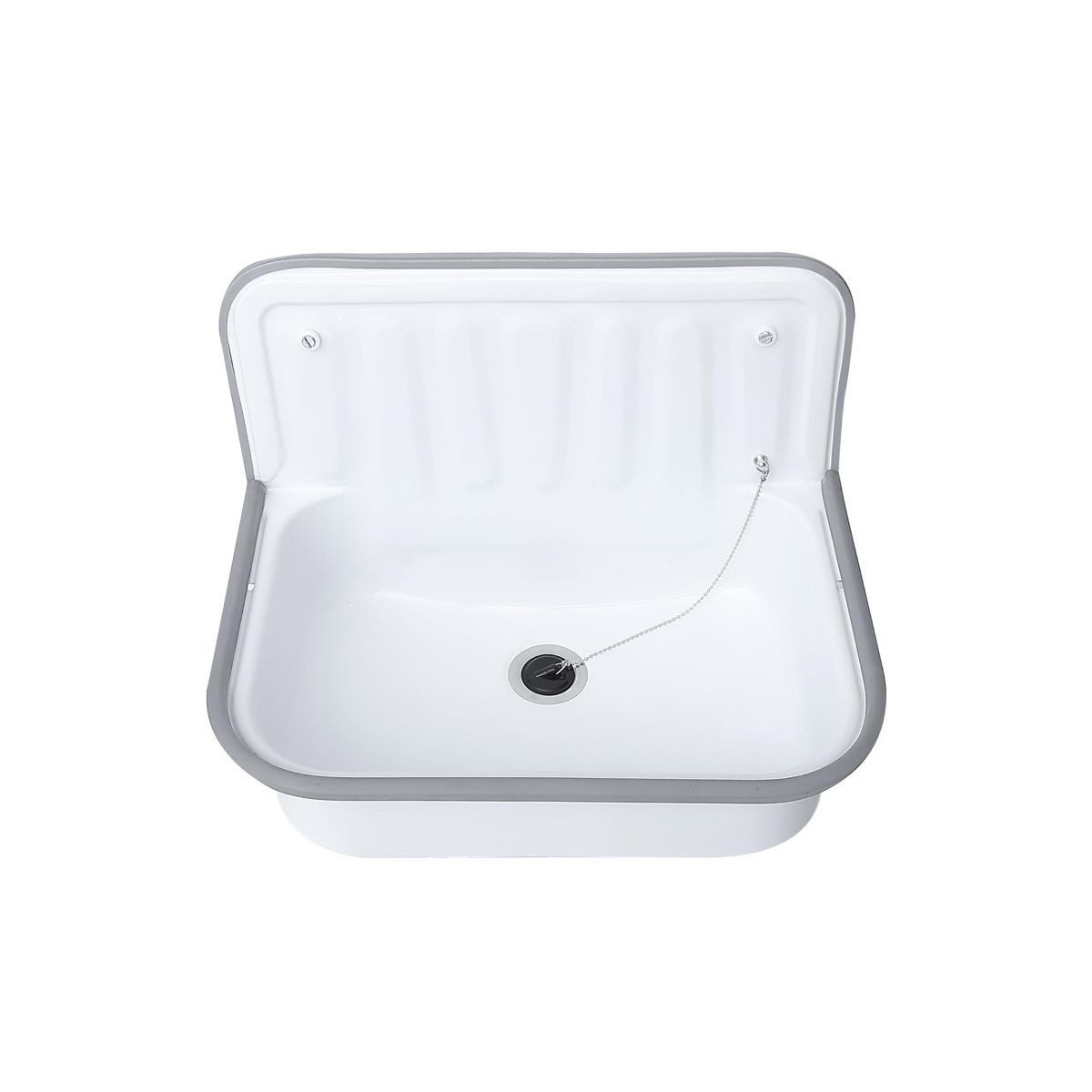 Belvit Waschbecken BV-SB5808 (einzel, 1-St), Belvit Spülbecken Stahl weiß 50,5 cm mit Stoßfänger und