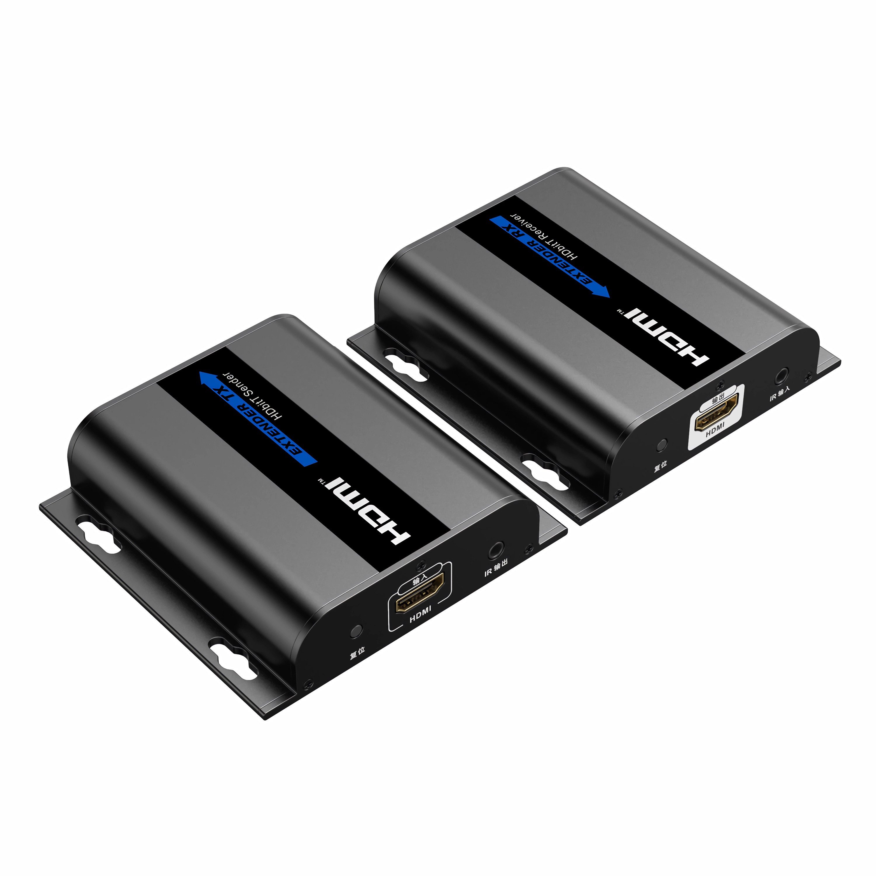 Bolwins Audio-Wandler D91D HDMI RJ45 Extender Verlängerung + IR über Cat 5/6 Patchkabel 120m, (Set, 2 St., 1x HDMI Extender Sendeeinheit, 1x HDMI Extender Empfangseinheit), Extender Direktanschluss bis 120m, Videoübertragung