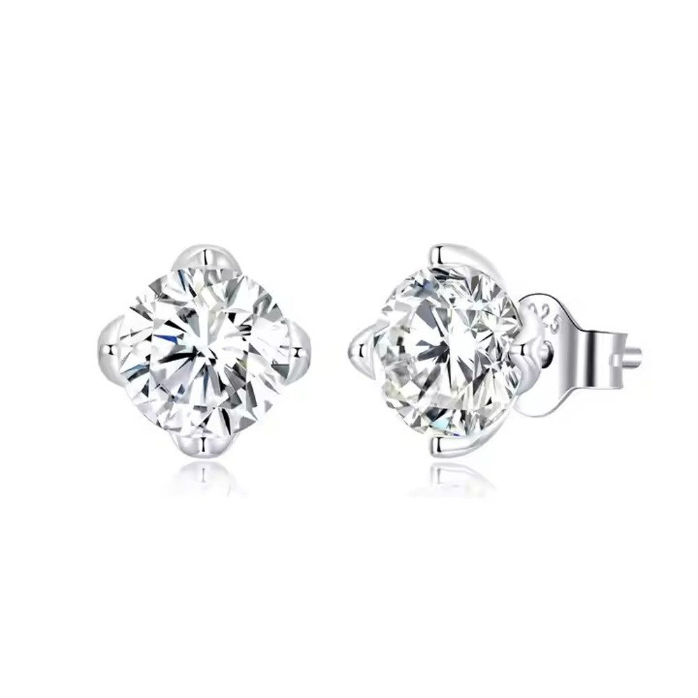 Paar Ohrstecker kleine zarte Moissanite Ohrstecker 5mm, 0,5Ct, 1Ct, 925er Silber
