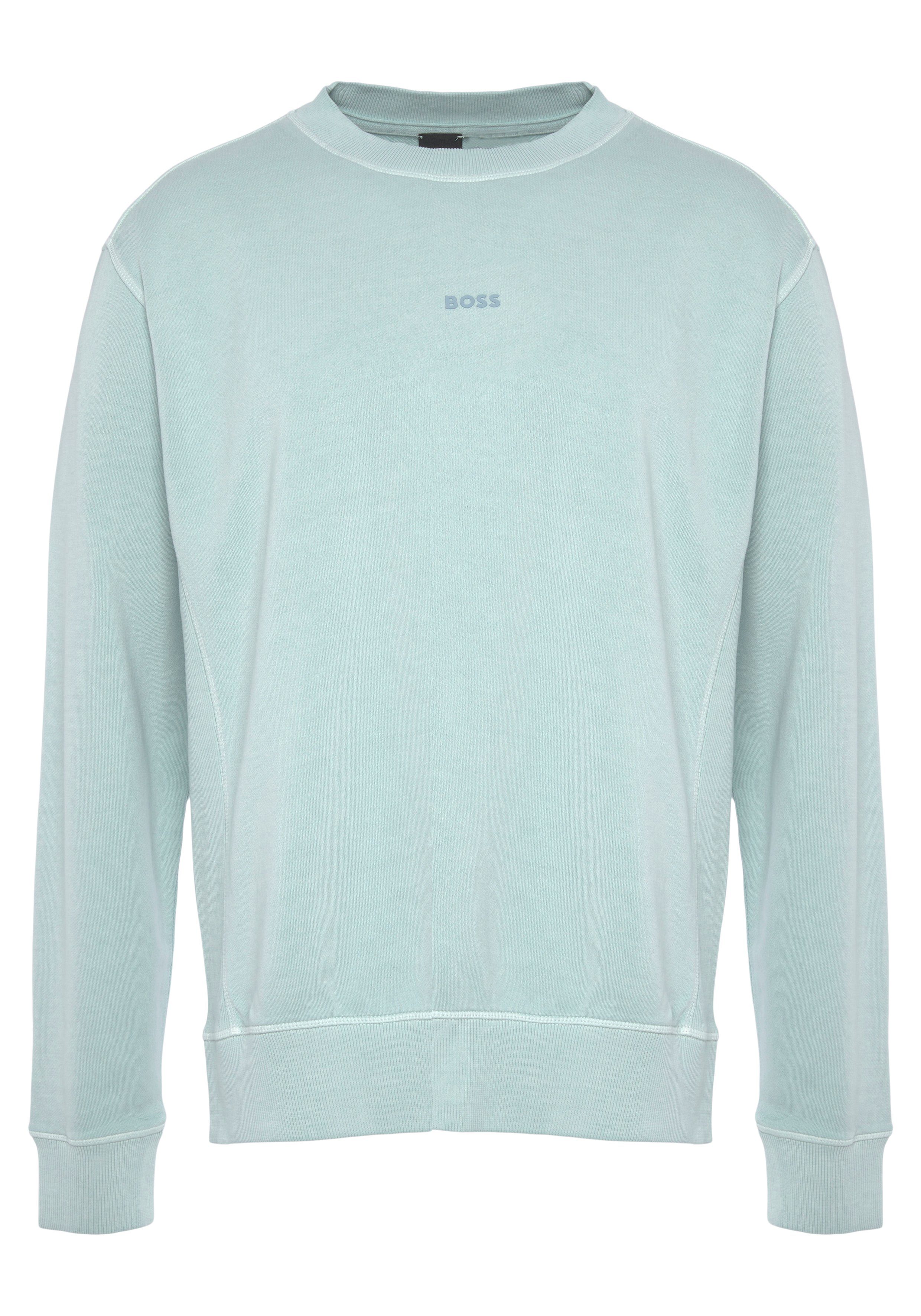 BOSS ORANGE Sweater Wefade mit Turquoise/Aqua Rippeinsätzen (1-tlg) seitlichen 446
