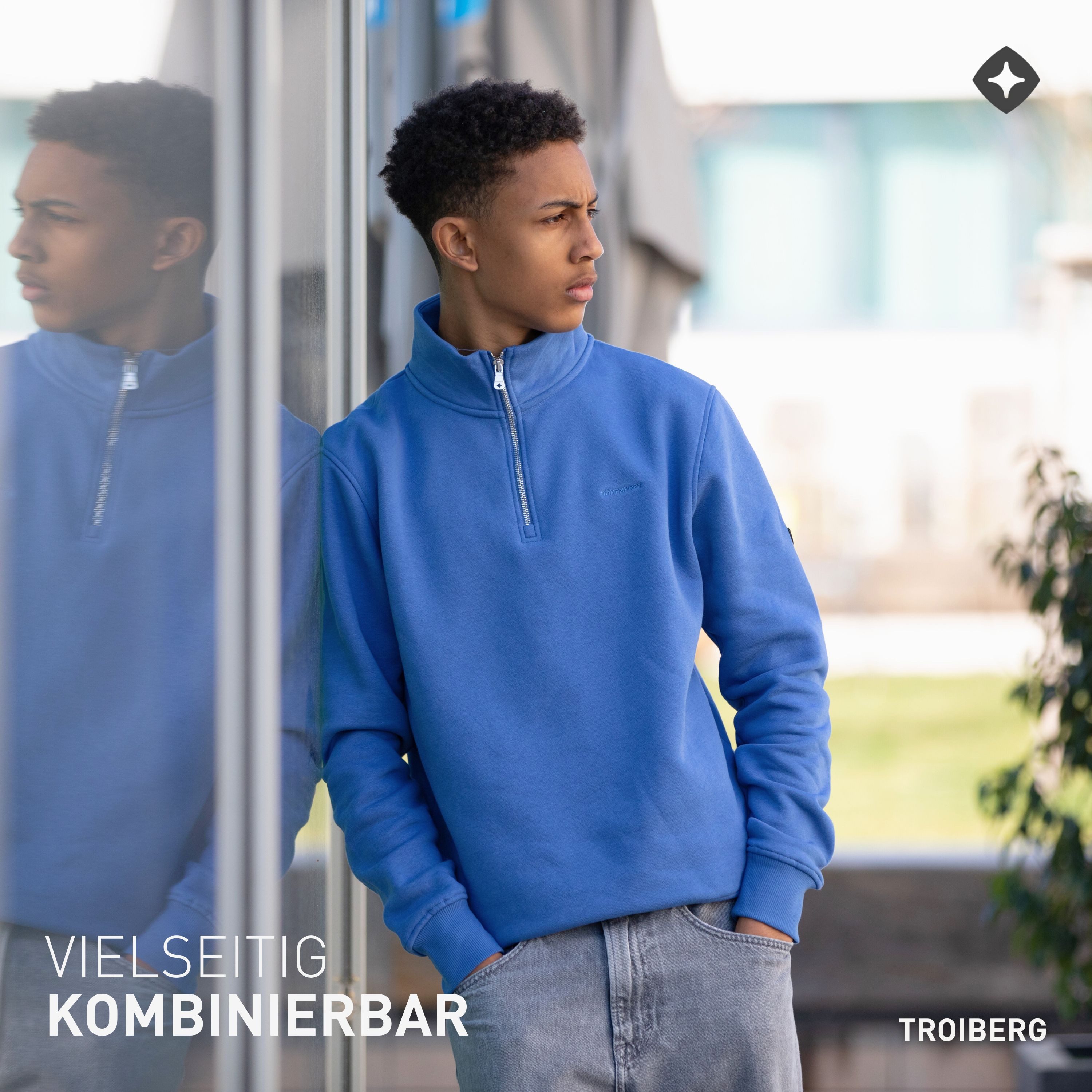 Höhenhorn Troyer Troiberg Herren Pullover für Männer 1/4 Zip Sweatshirt mit Kragen Hochwertige Baumwolle, weiche Innenseite, angenehm warm