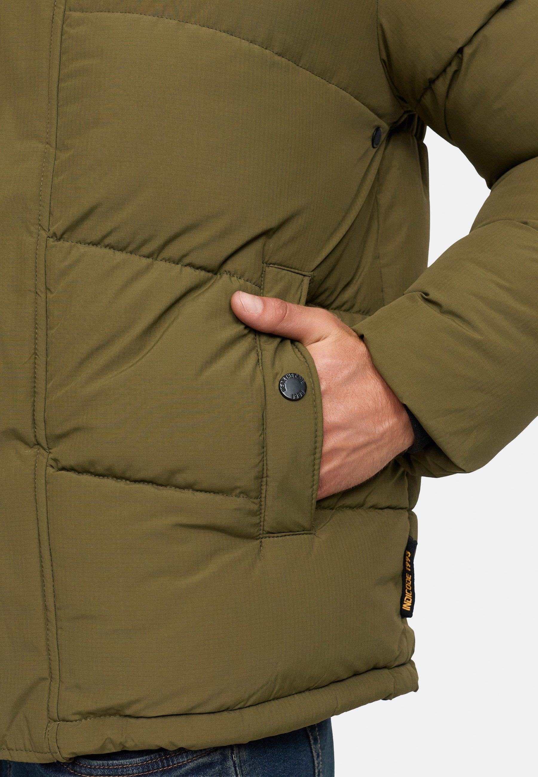 Indicode Winterjacke Herren INLaurits Jacket Herrenjacke Daunen-Optik mit Kapuze und sportiver Steppoptik