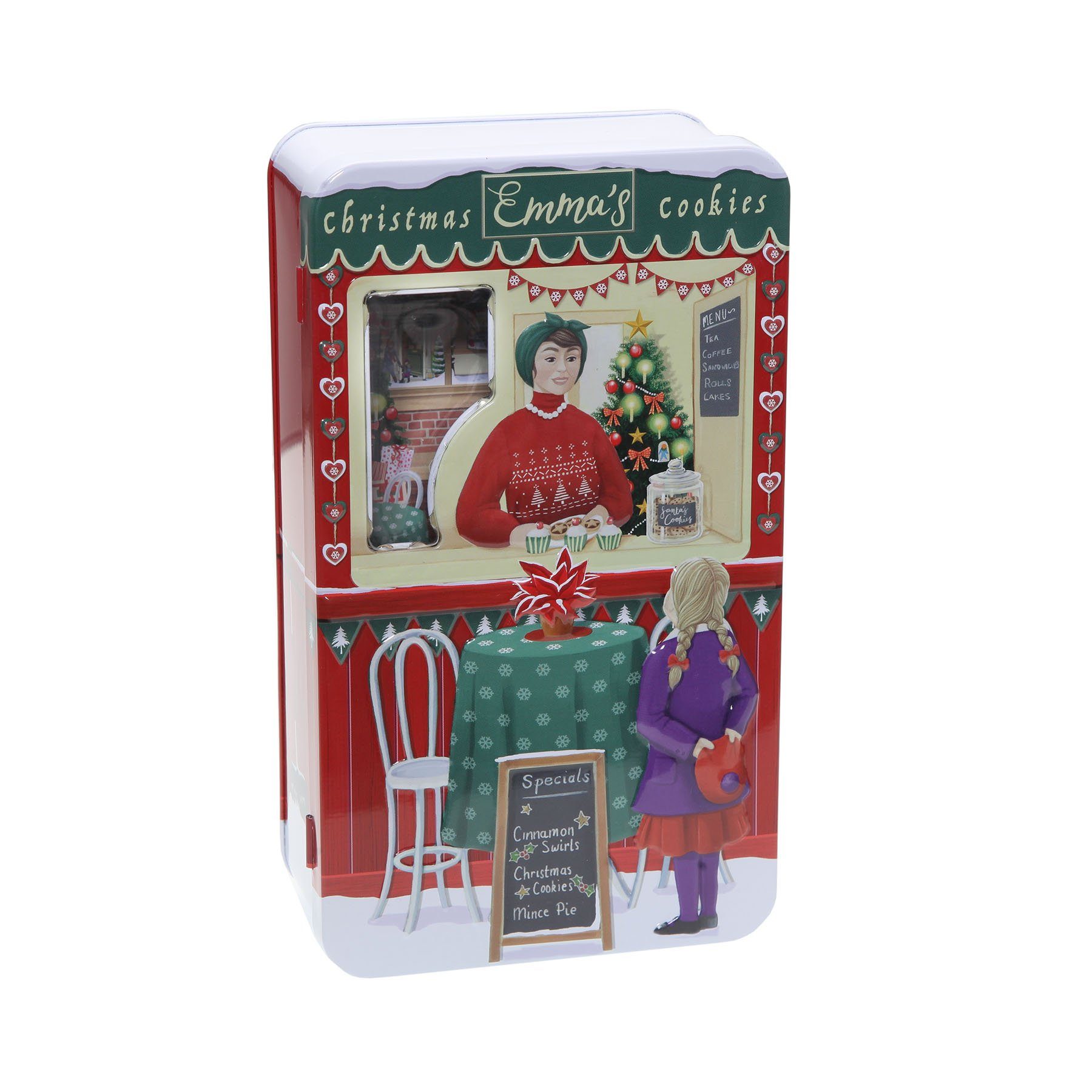 POWERHAUS24 Keksdose Blechdose Emma's Laden 20 x 11 cm mit Backrezept, Hochwertiges Blech, (Kein Set)