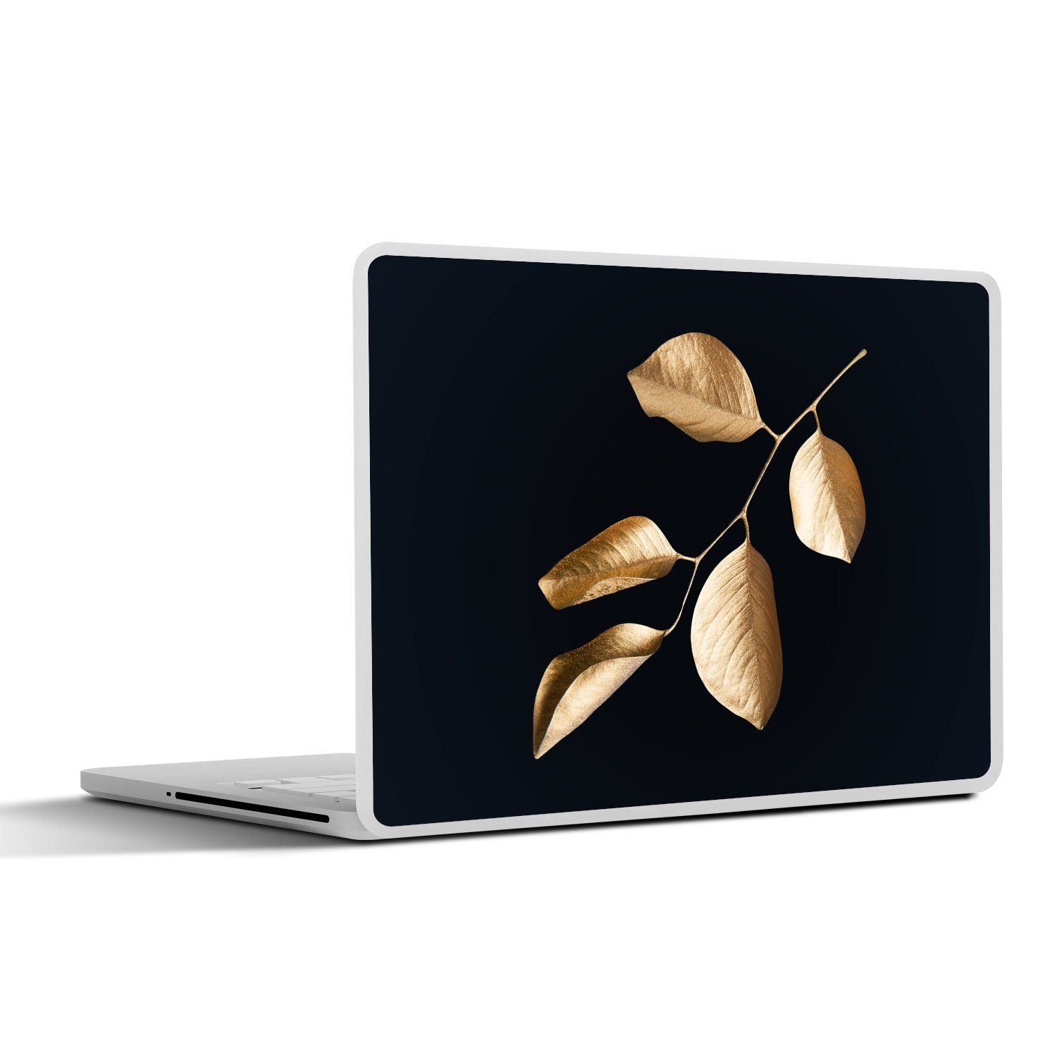 MuchoWow Laptop-Aufkleber Blätter - Zweig - Gold - Luxus, (1tlg), Laptop Folien Cover, Aufkleber, Sticker, Schutz vor Kratzern, 30x21 cm