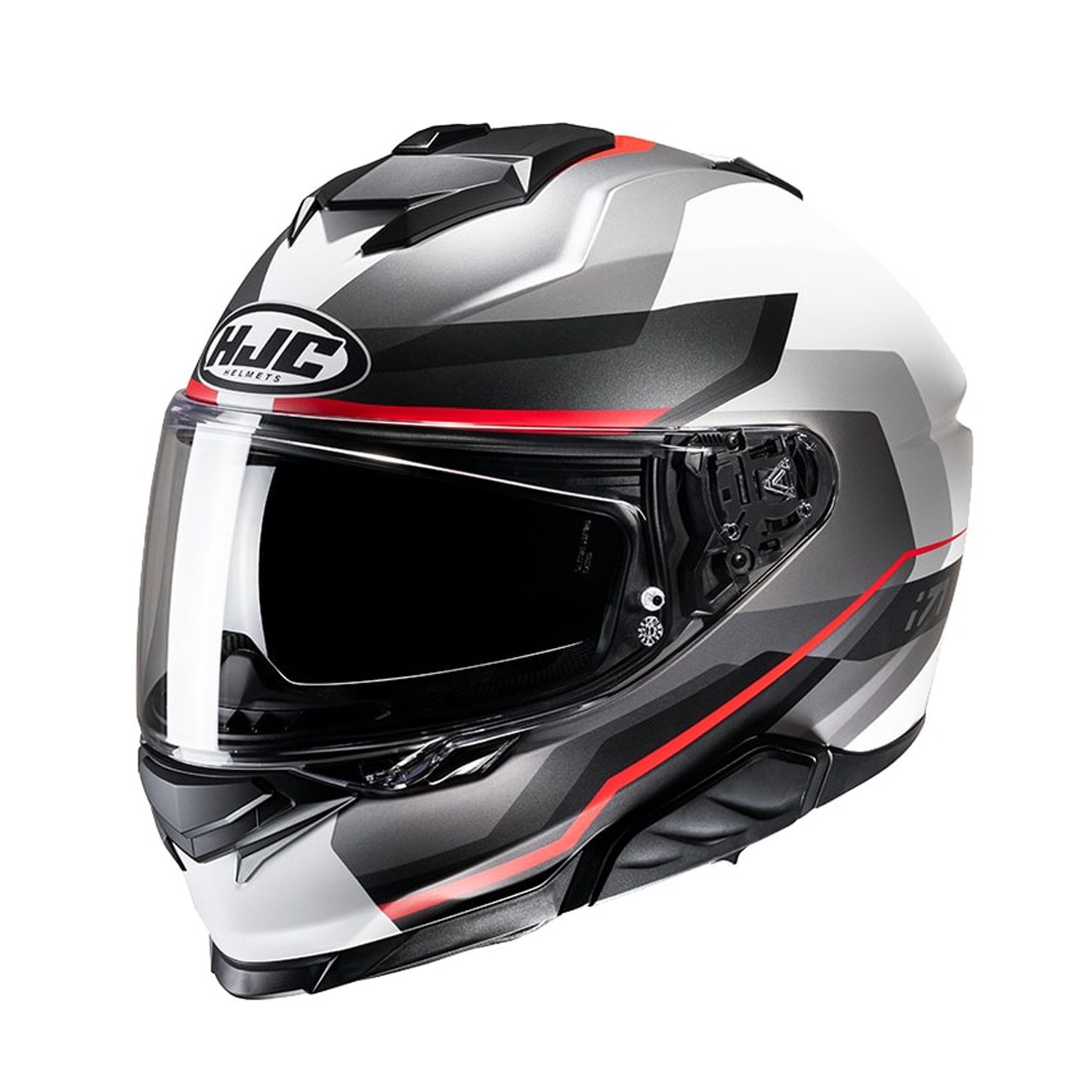 HJC Motorradhelm HJC i71 Nior weiß-schwarz-grau-rot matt (MC1FS) XXL, Motorradhelm Integralhelm Rollerhelm Damen Herren