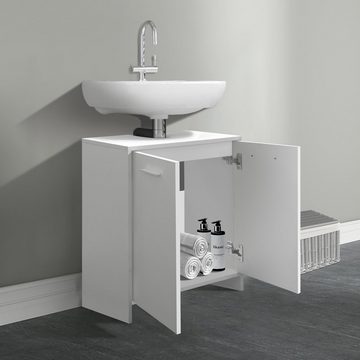 LuxeBath Waschbeckenunterschrank Waschbecken Unterschrank Badezimmerschrank Weiß 58x60x33cm 2 Türen viel Stauraum MDF-Holz