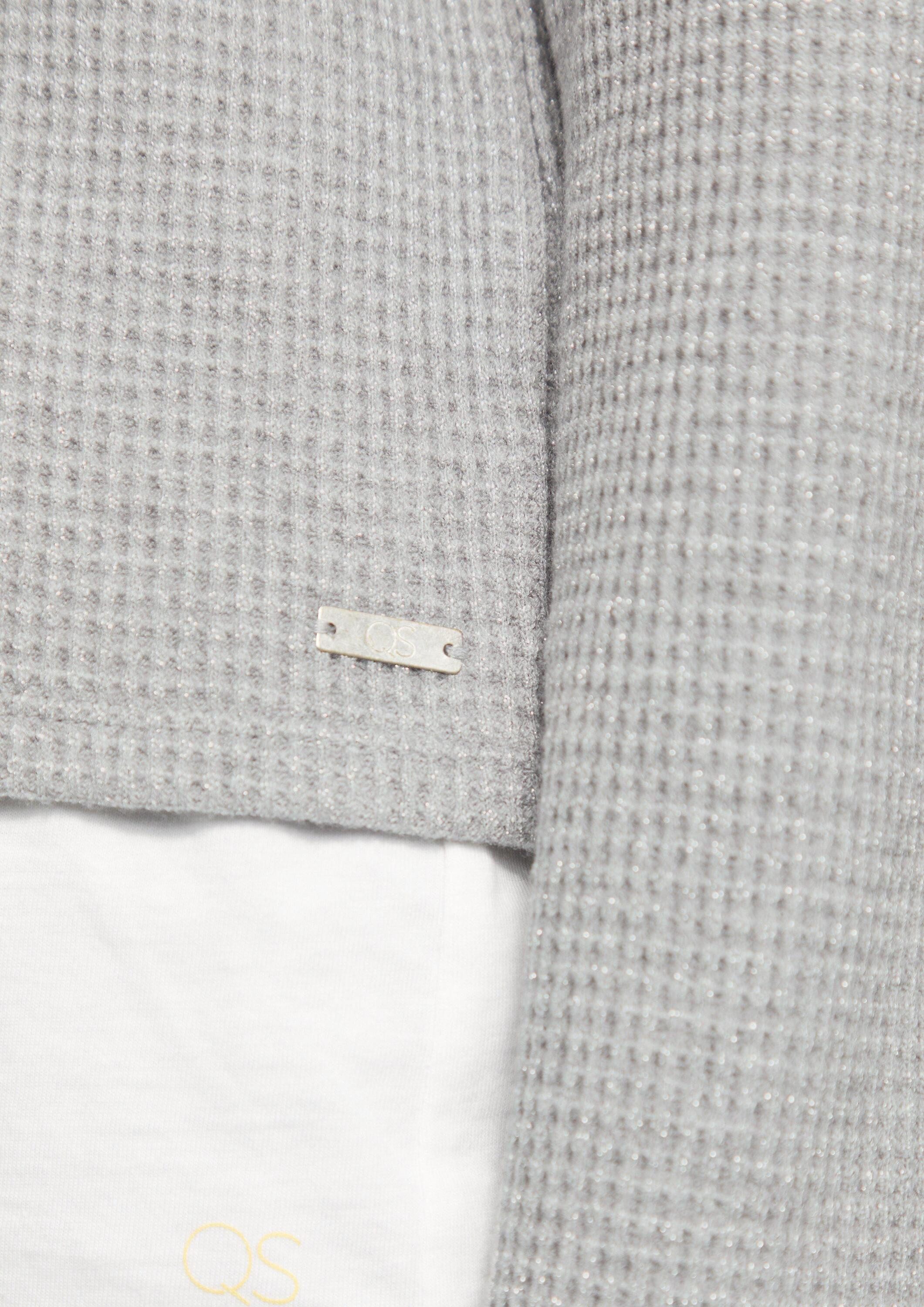 QS Sweatshirt Sweatshirt Sweatshirt mit Piquéestruktur und Glitzereffekt