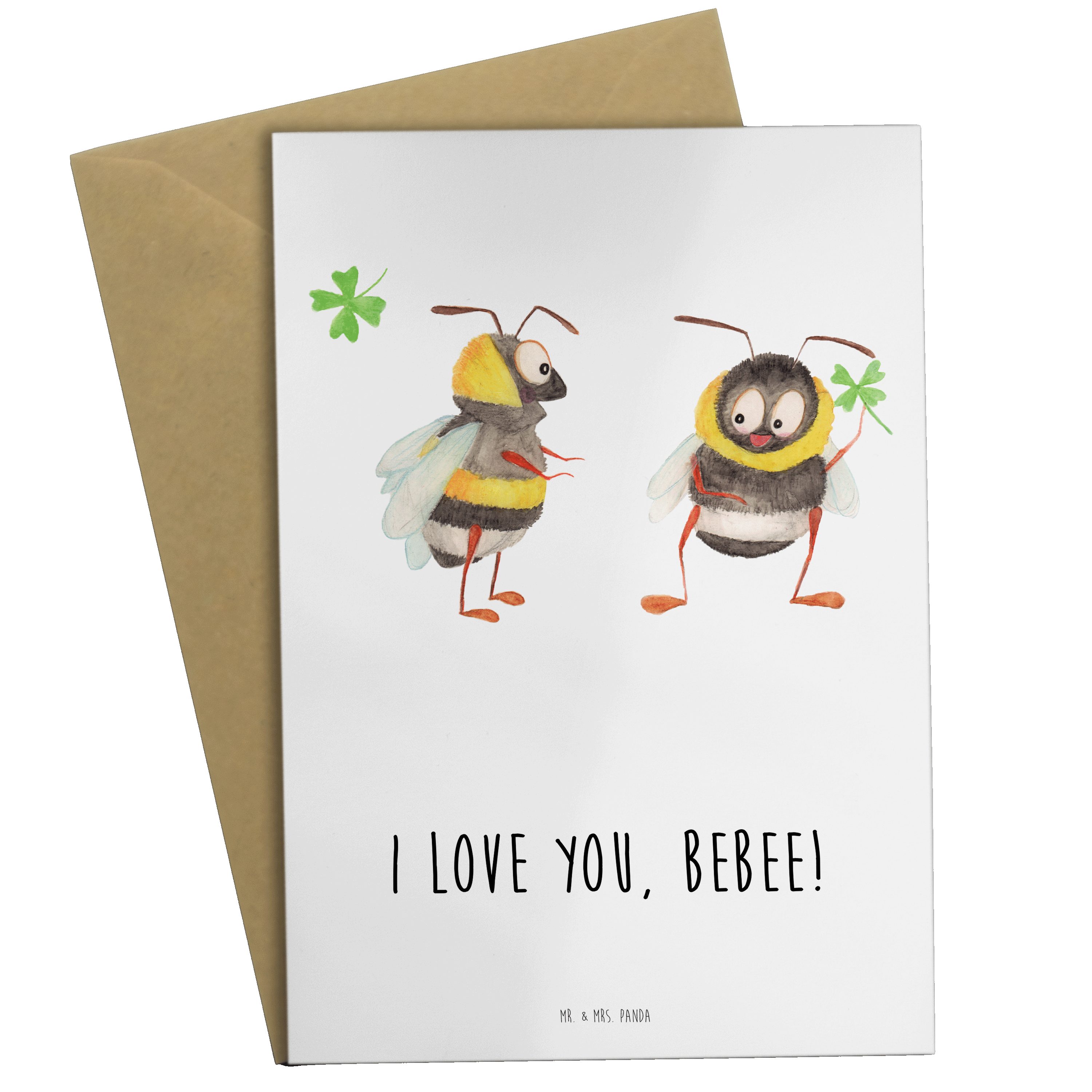 Mr. & Mrs. Panda Grußkarte Bienen Paar - Weiß - Geschenk, Freund, Glückwunschkarte, Jahrestag, K
