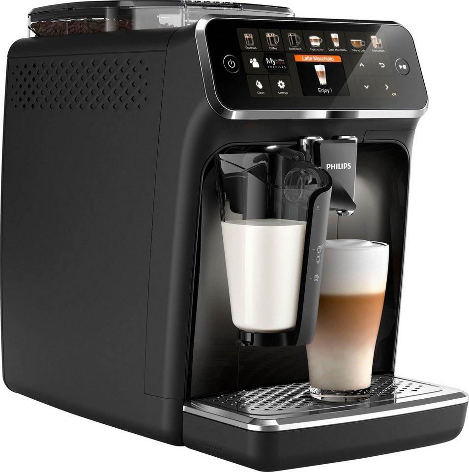 Philips Kaffeevollautomat 5400 Series EP5441/50 LatteGo, für 12  Kaffeespezialitäten und 4 Benutzerprofilen, mattschwarz, 12  Kaffeespezialitäten aus frischen Kaffeebohnen