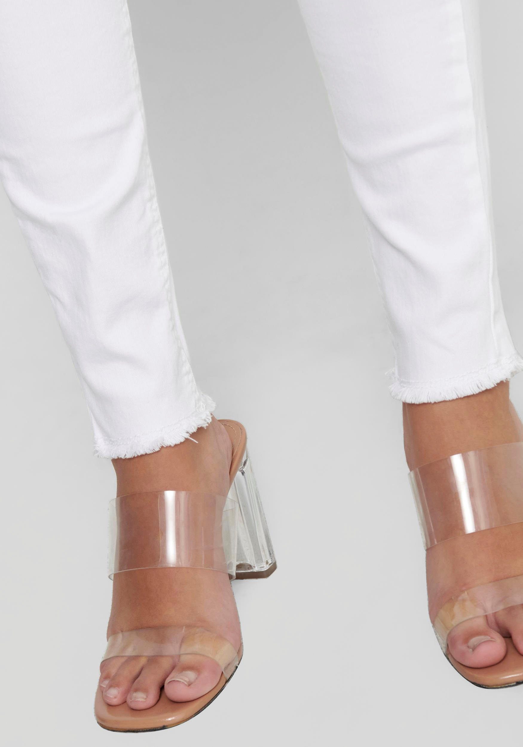 ONLY Ankle-Jeans ONLBLUSH – Ausgefranster Saum für lässigen Jeans-Look skinny fit, Denim/Jeans, Baumwollmischung, ausgefranst, unifarben