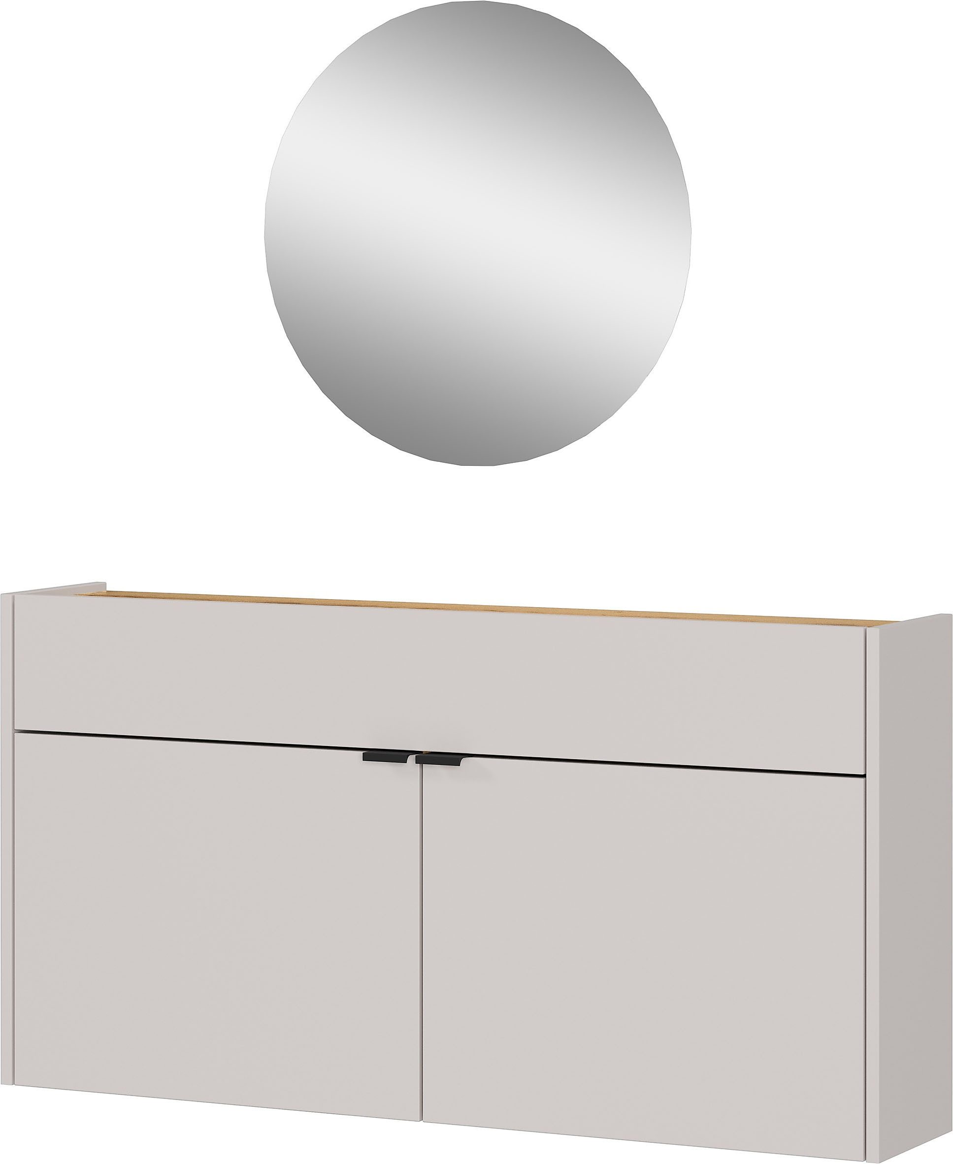 GERMANIA Garderoben-Set Ameca, (Set, 2-St), Garderoben-Set bestehend aus Schuhschrank, Spiegel & Garderobenpaneel