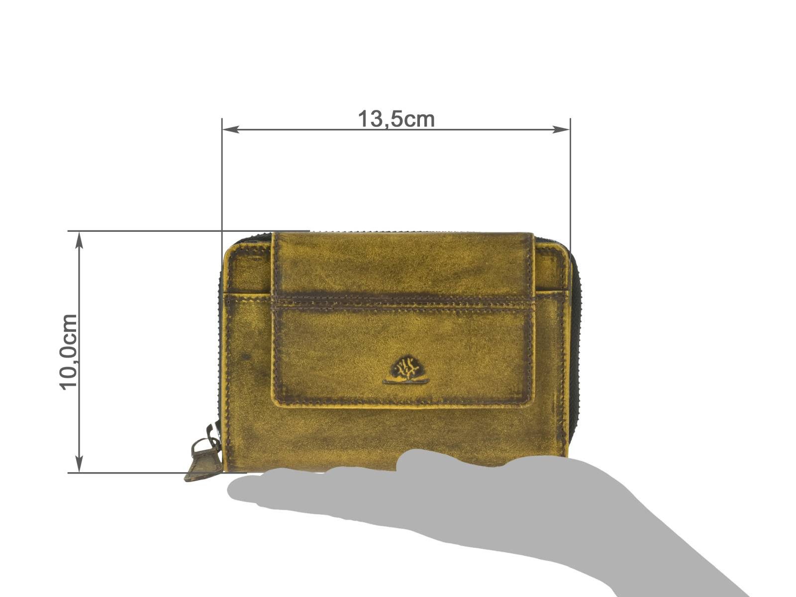 Greenburry Geldbörse "Destressed" Leder Geldbörse RFID, Querformat, Lederbörse, Portemonnaie, 10x13cm