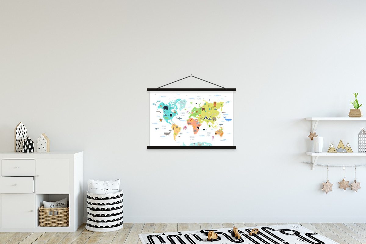 MuchoWow Poster Weltkarte - Tiere - günstig online kaufen