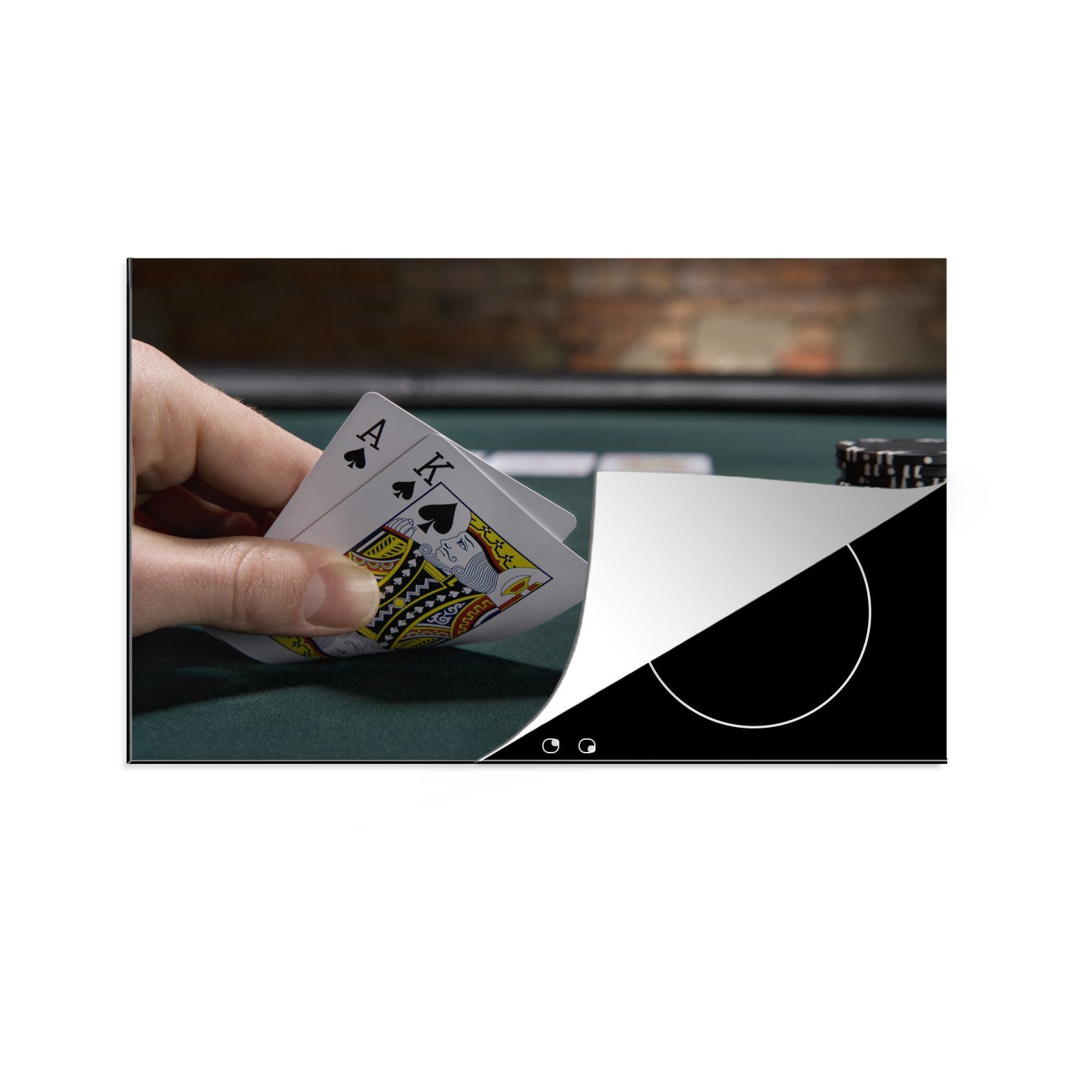 Ceranfeldabdeckung cm, tlg), Nahaufnahme MuchoWow (1 für Induktionskochfeld 81x52 die eines Vinyl, küche, Herdblende-/Abdeckplatte Schutz Pokerspiels,