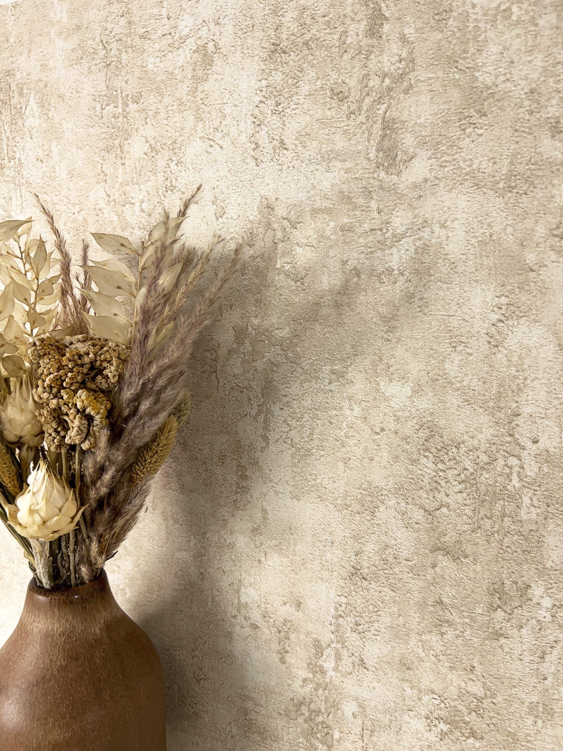 Newroom Vliestapete, Beige Tapete Modern Beton - Betontapete Naturstein Cre günstig online kaufen