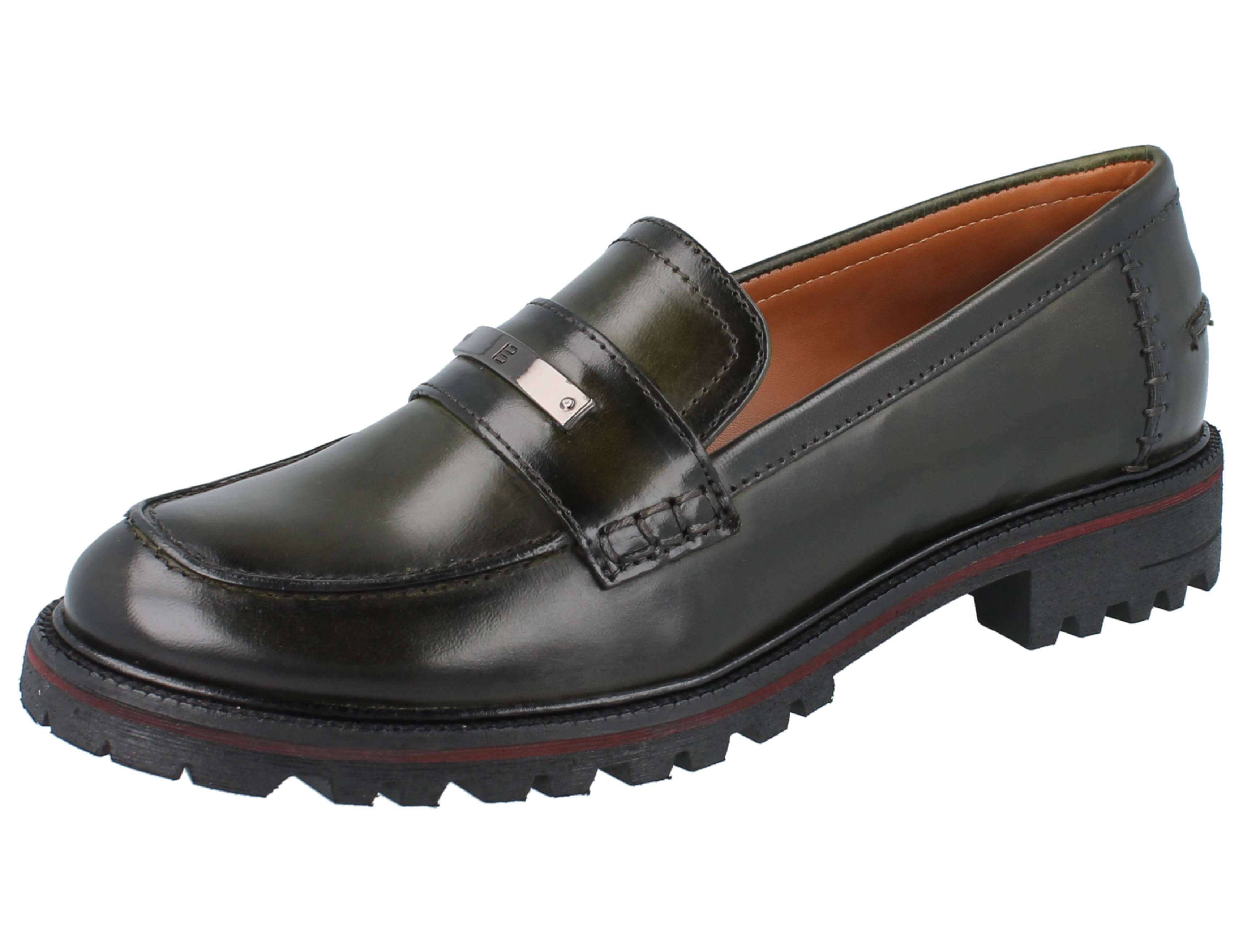 BAGATT BAGATT Damen Loafers dunkelgrün Glattleder - Größe: 37 Slipper
