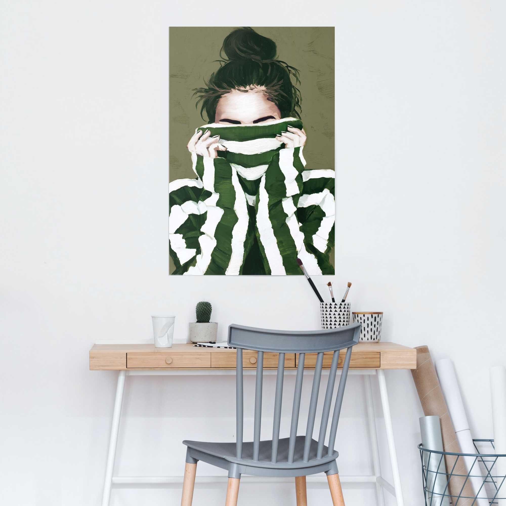 Reinders! Poster Verborgener Blick, Menschen (1 St), Wohnzimmer - Grün - Bilderdruckpapier - Frauen - 61x91,5 cm