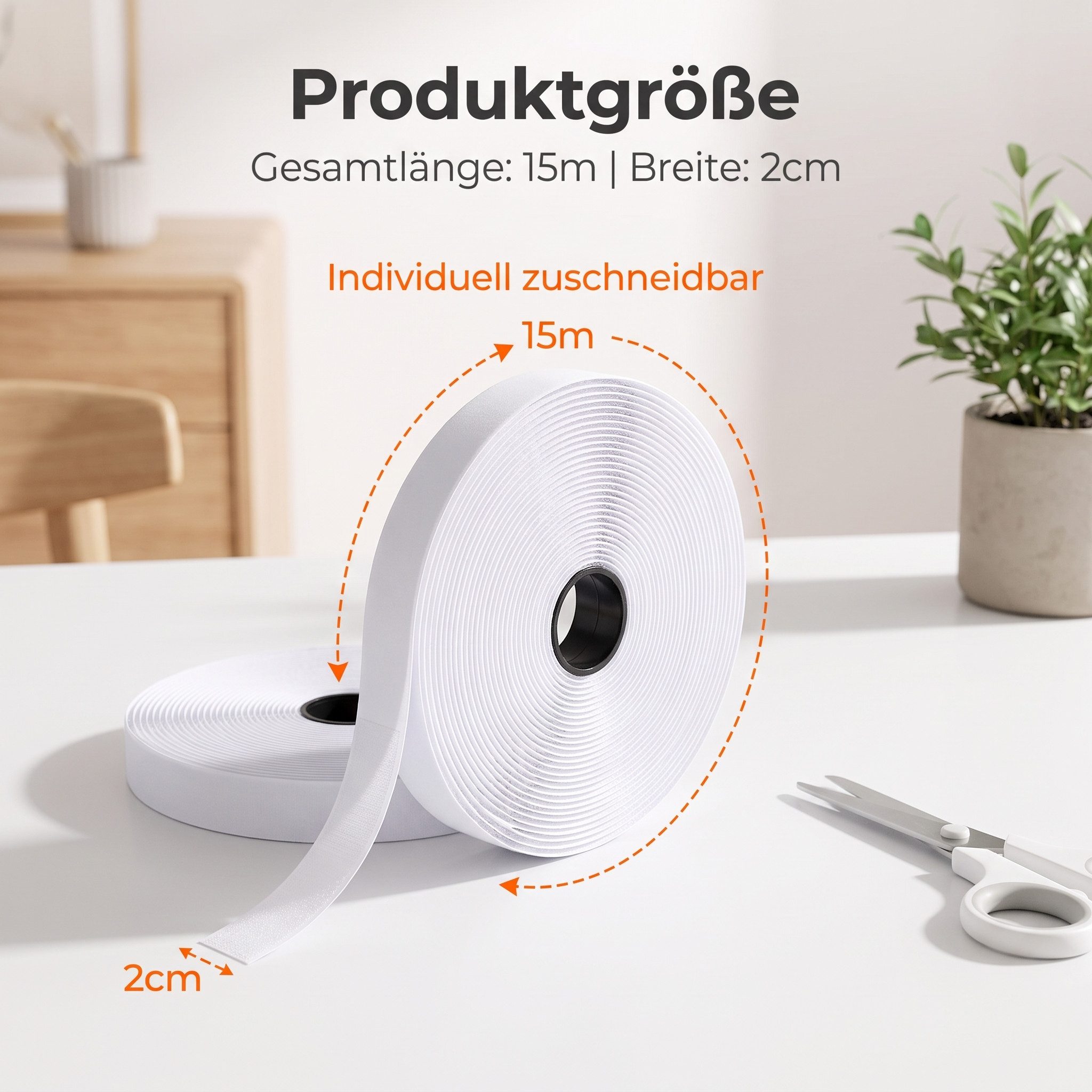 SURFOU Klettband Klettband selbstklebend extra stark 15m x 20mm Haushalt Büro – Bild 2 von 5