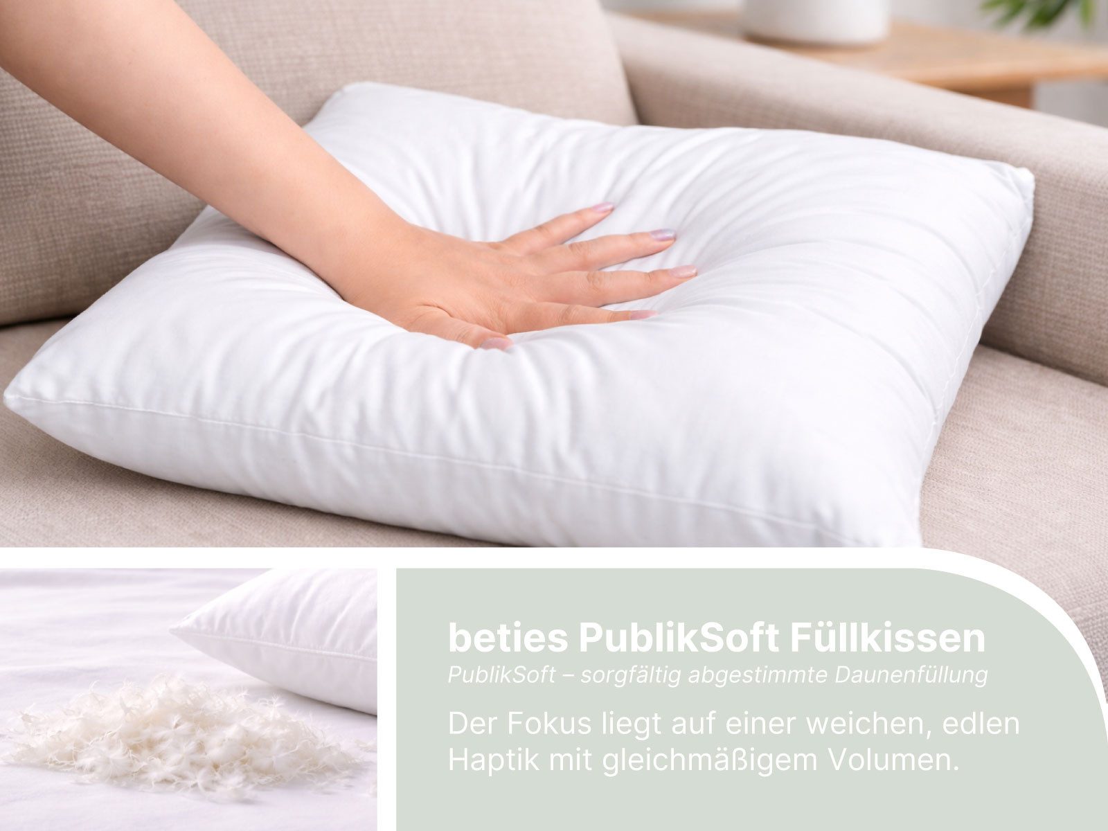 beties Daunenkissen PublikSoft, Füllung: 70% Daunen, 30% Federn, Bezug: Baumwolle, 1 Stück, waschbar - in verschiedenen Größen erhältlich – Bild 4 von 5