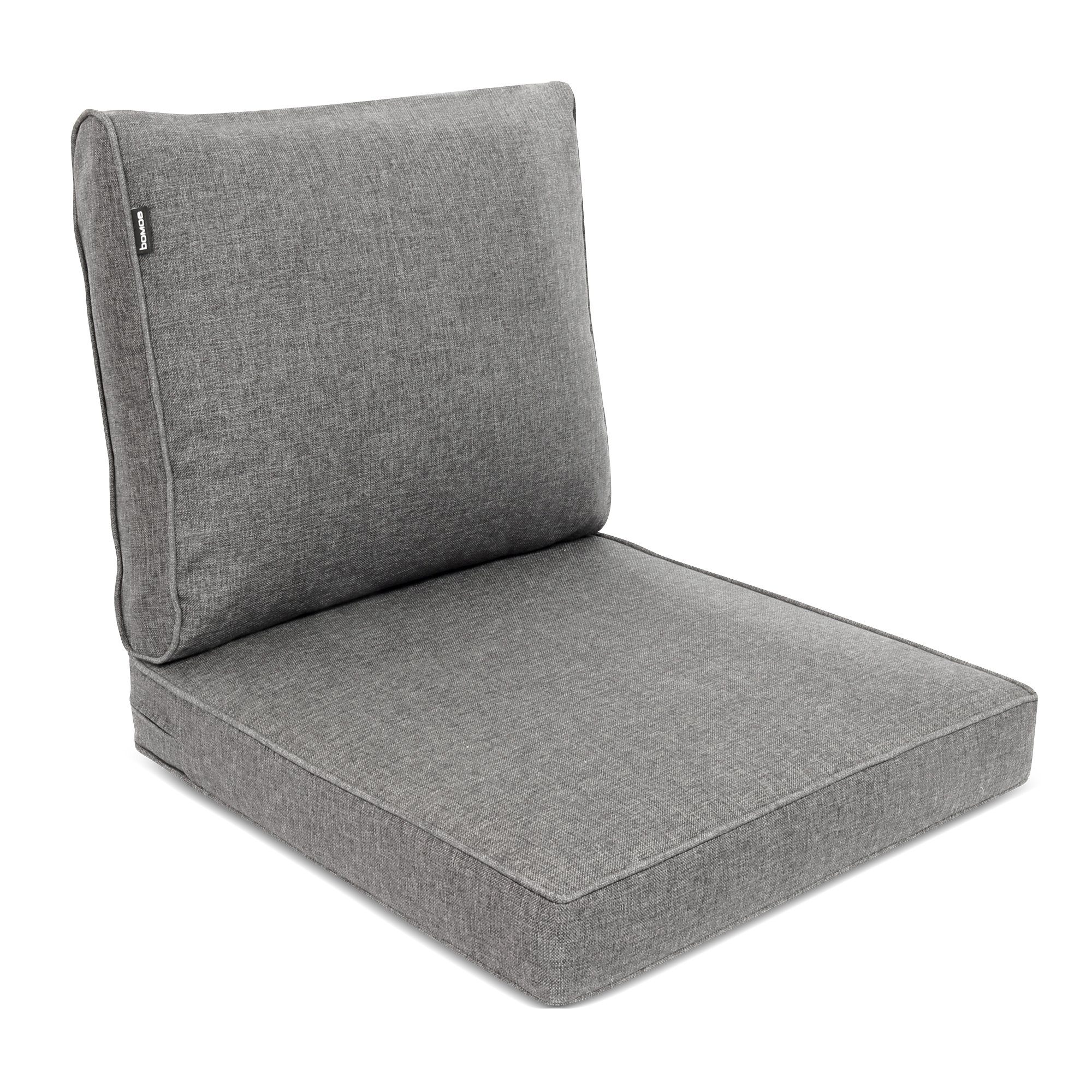 bomoe Sitzkissen Outdoor Loungekissen Set Ilano, 60x60cm, 60x40cm Hellgrau, Sitzkissen 8cm dick Polster Bezug Waschbar Gartenkissen UV-Schutz