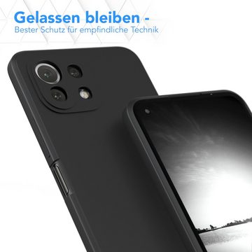 EAZY CASE Handyhülle TPU Hülle für Xiaomi Mi 11 Lite / 5G / NE 6,55 Zoll, Silikon Schutzhülle mit Kameraschutz kratzfest Back Cover Etui Schwarz
