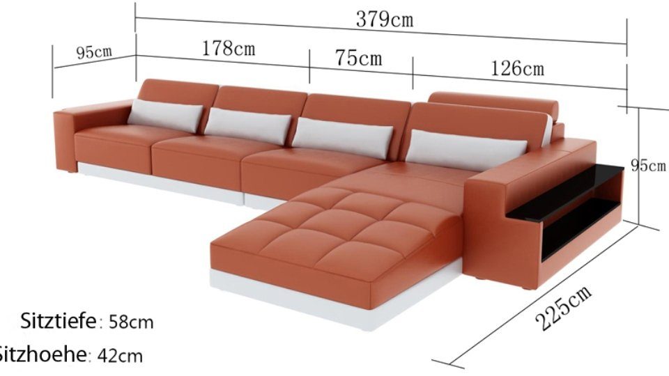 Modern Couch Sofa Eck Wohnlandschaft Design Ecksofa Ecksofa, JVmoebel Ledersofa